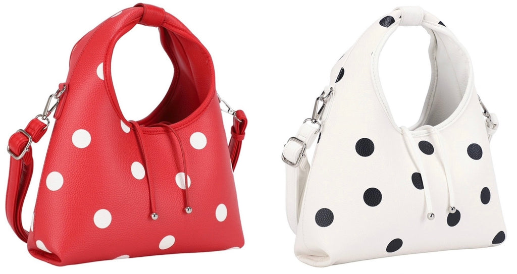 Polka Dot Drawstring Shoulder Bucket Bag - 2 Options