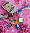 Alice in Wonderland Handmade Bag Charm - Miniature Princess Purse Charm with Real Clock & Ribbon, Handbag Accessory