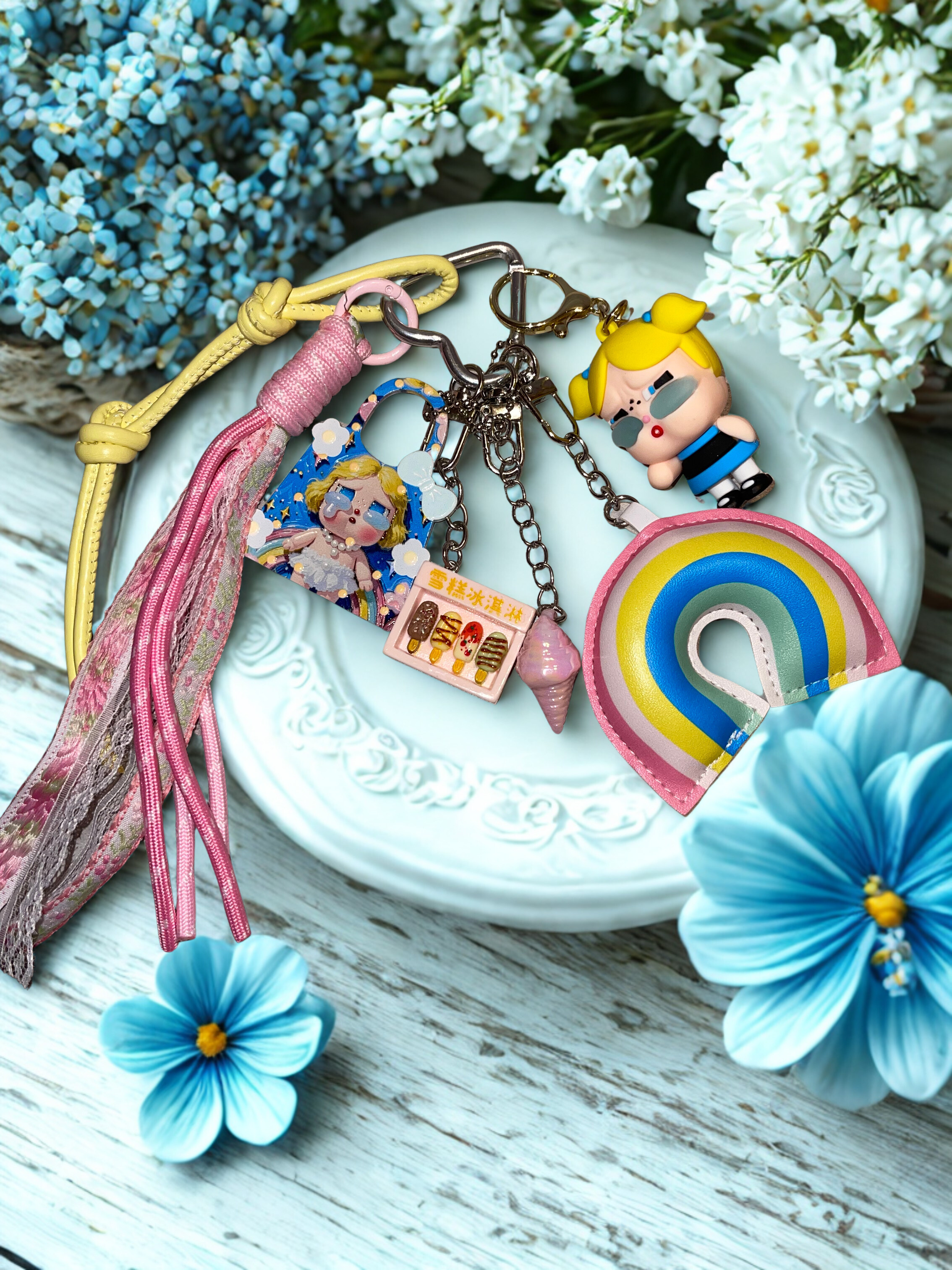 Teardrop Doll Handmade Bag Charm - Colorful Beaded Purse Charm, Doll Handbag Accessory