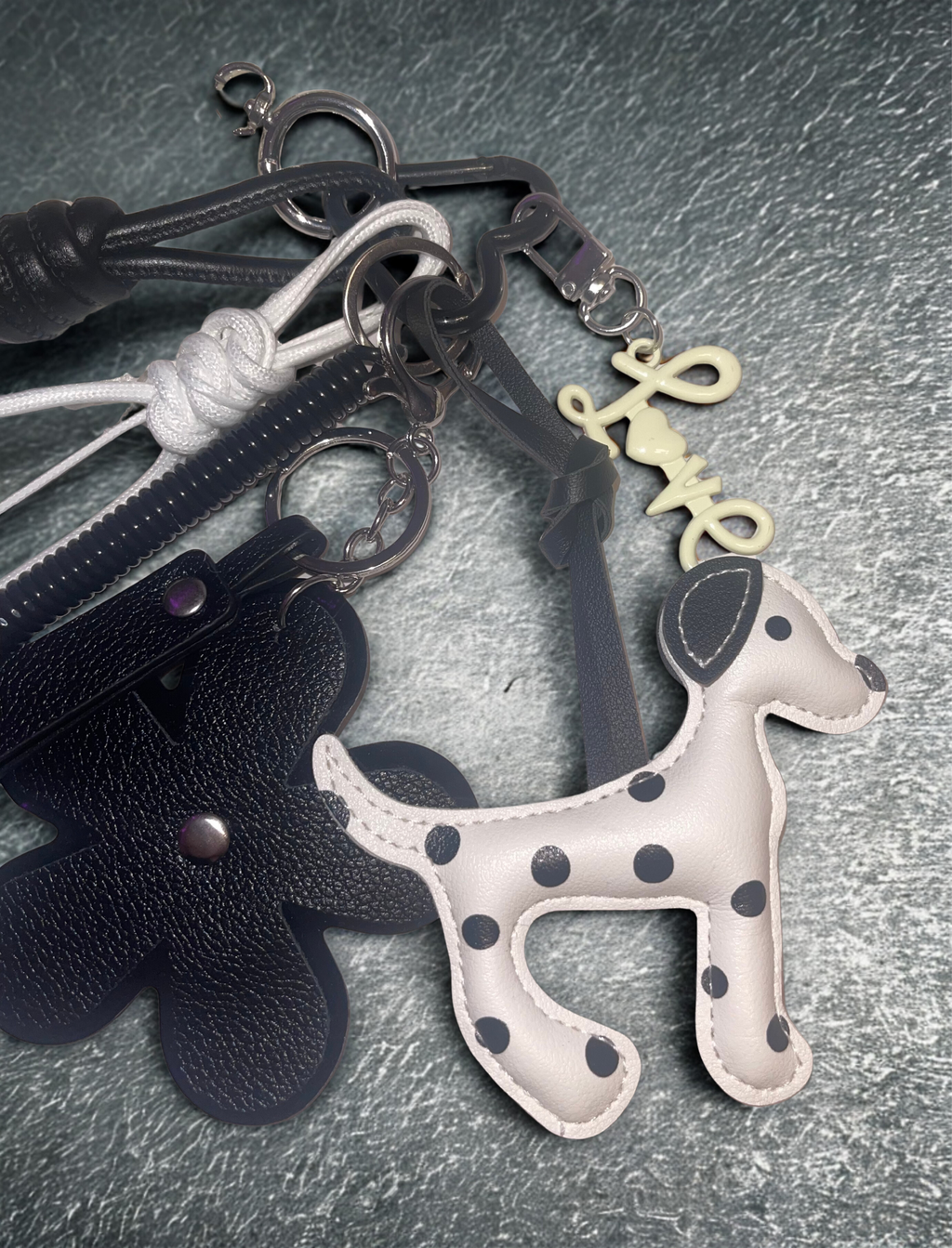 Doggie Handmade Bag Charm - Leather Dog Purse Charm with Ribbon & Embellishments, Handbag Accessory