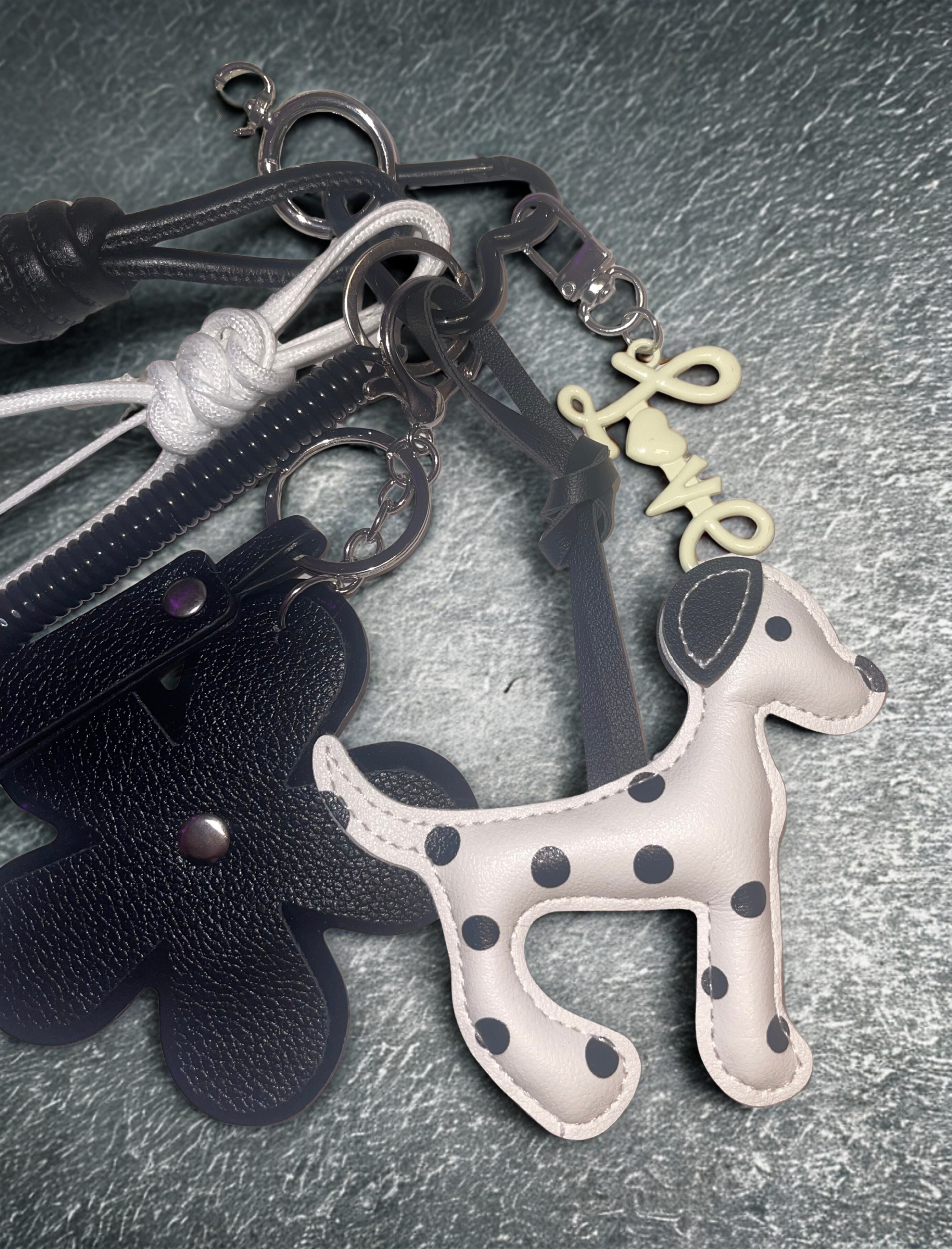 Doggie Handmade Bag Charm - Leather Dog Purse Charm with Ribbon & Embellishments, Handbag Accessory