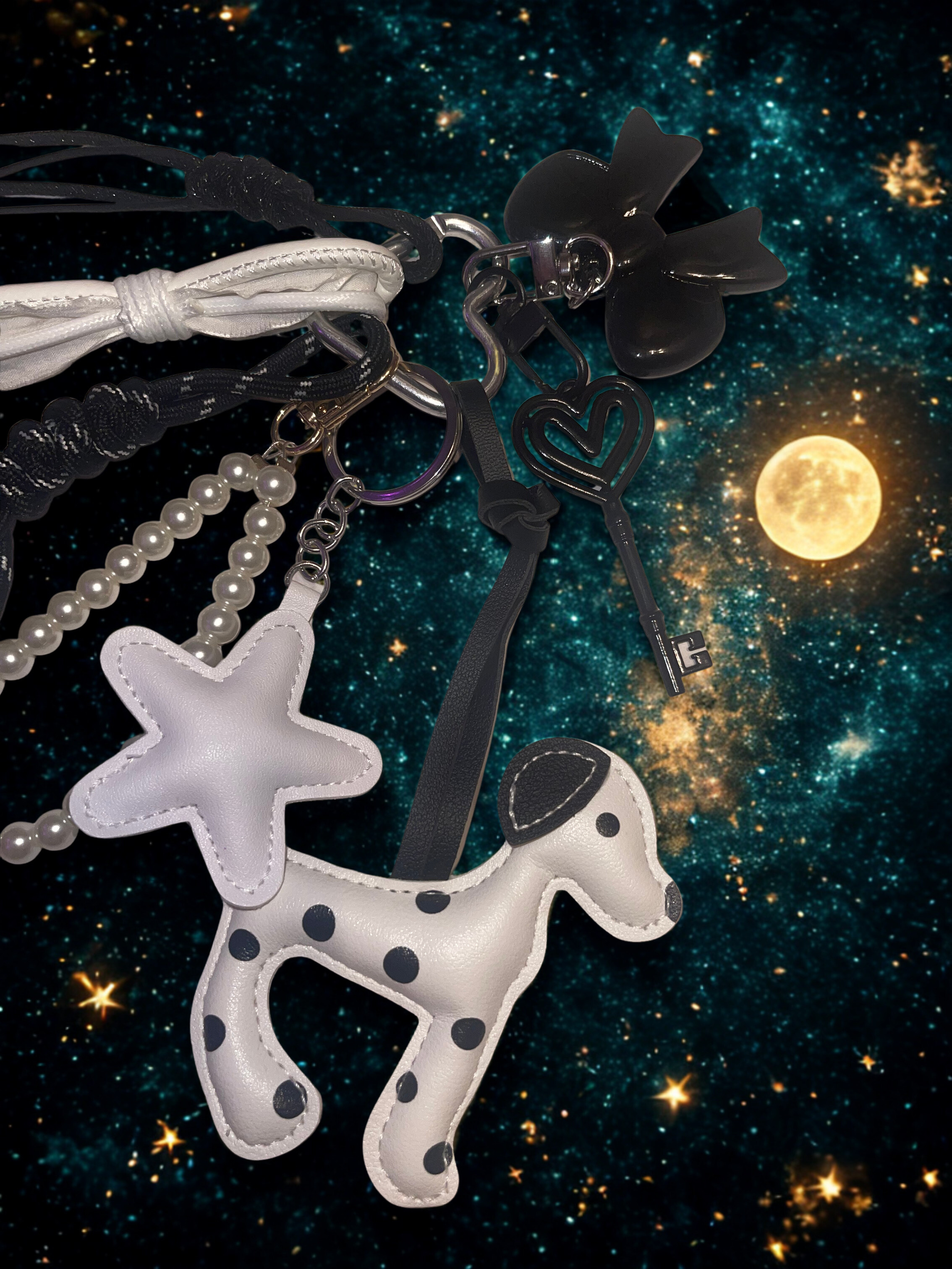 Doggie Handmade Bag Charm - Leather Dog Purse Charm with Ribbon & Embellishments, Handbag Accessory