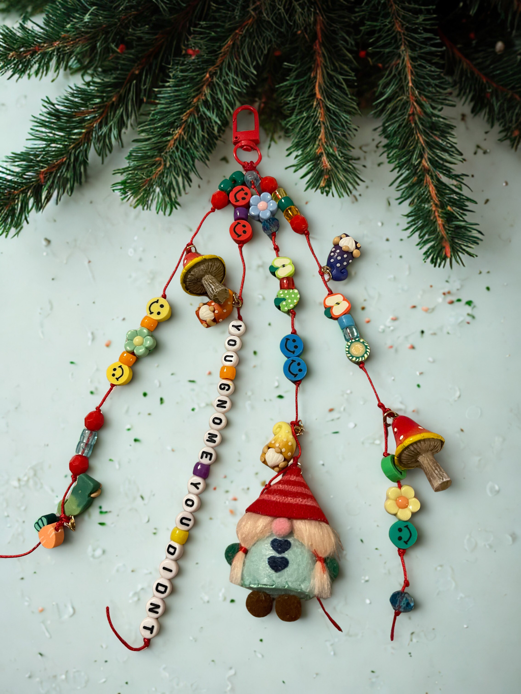 Gnome Handmade Bag Charm - Funny Beaded Purse Charm, Novelty Handbag Accessory