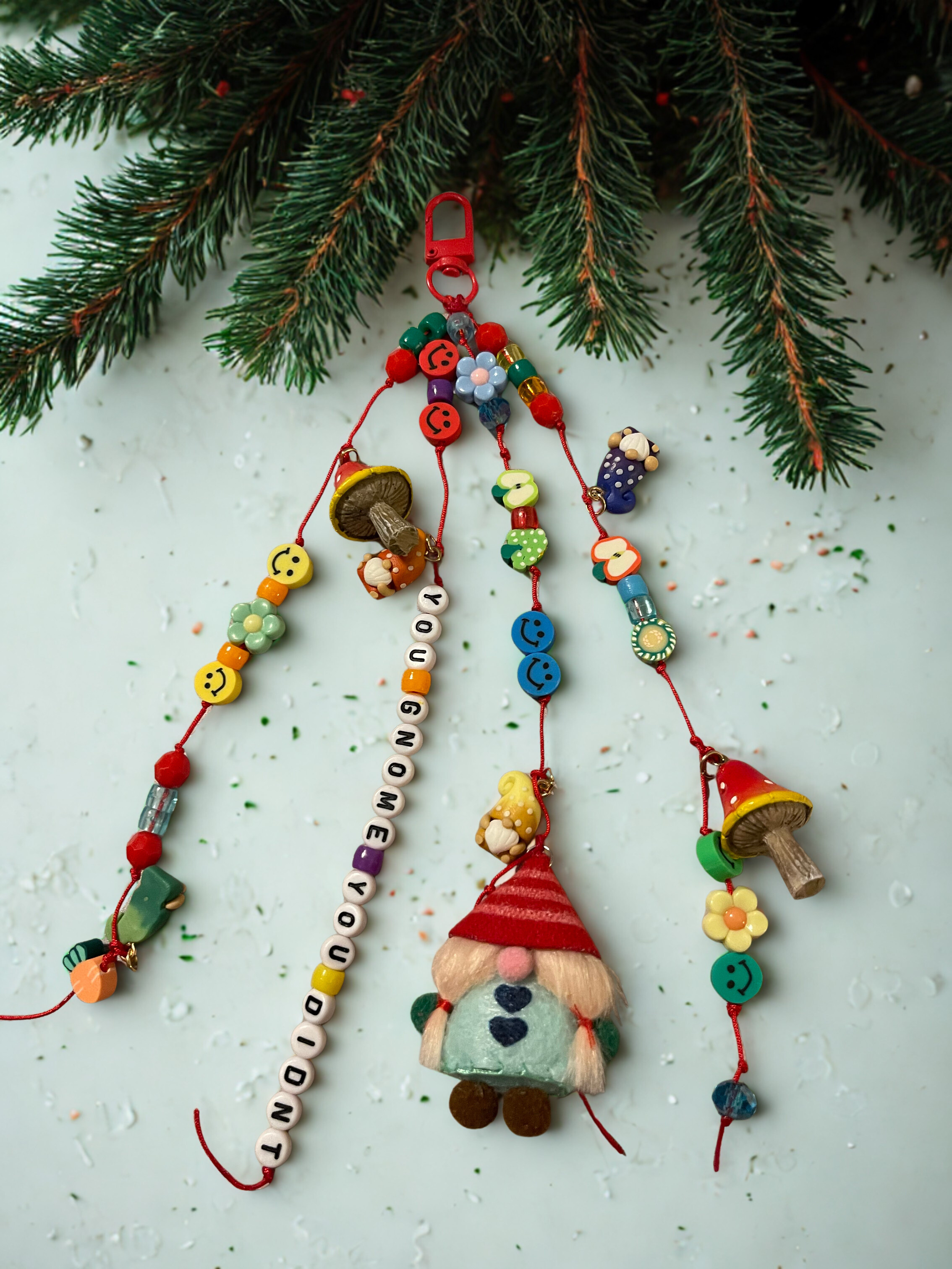 Gnome Handmade Bag Charm - Funny Beaded Purse Charm, Novelty Handbag Accessory