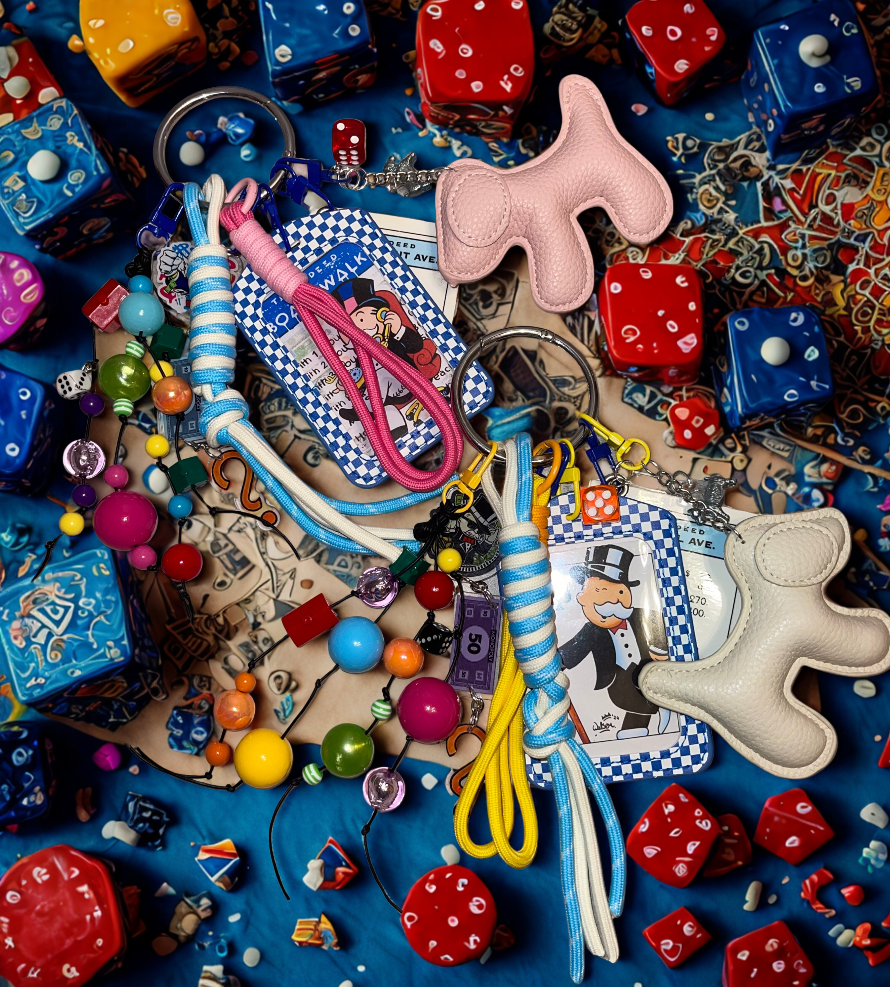 Vintage Board Game Handmade Bag Charm - Purse Charm with Vintage Game Pieces, Unique Handbag Accessory