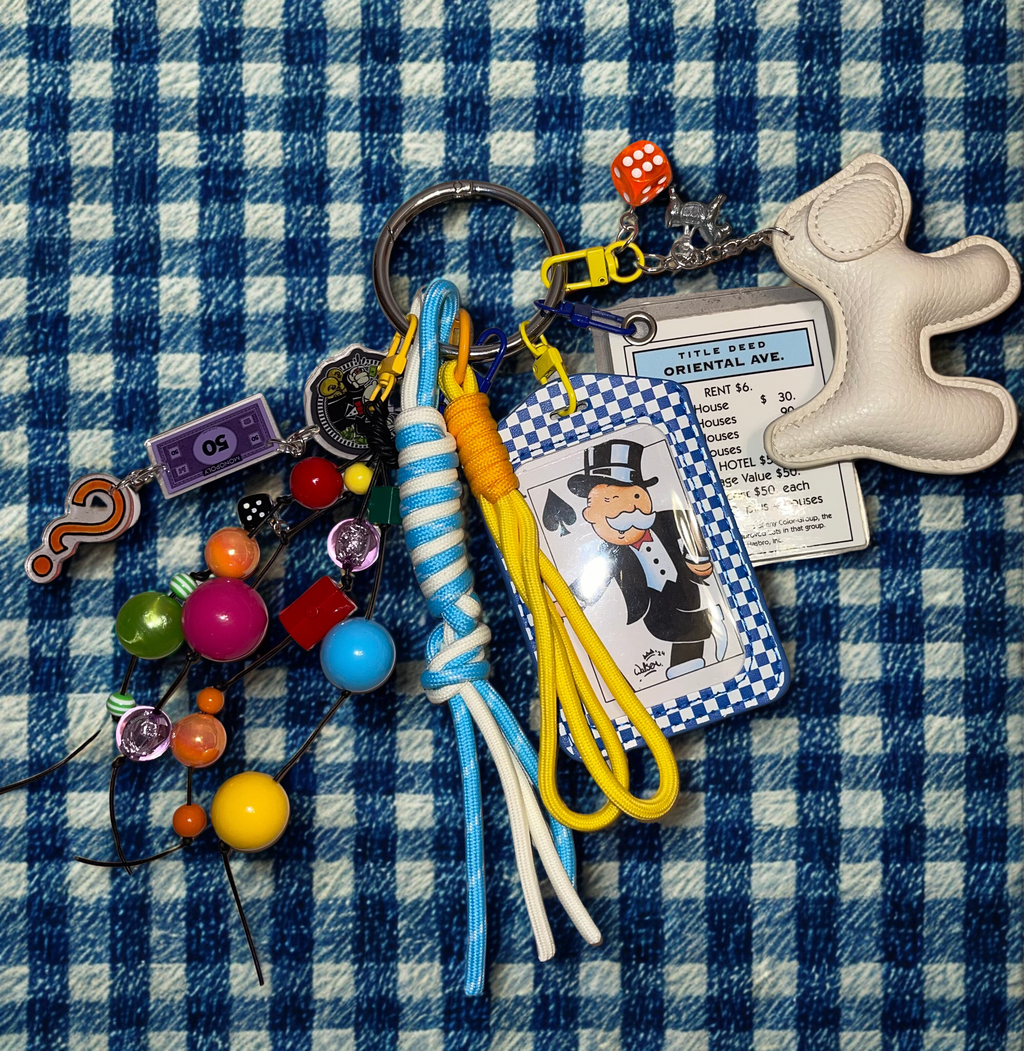 Vintage Board Game Handmade Bag Charm - Purse Charm with Vintage Game Pieces, Unique Handbag Accessory