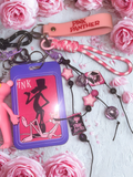 Pink Panther Handmade Bag Charm - Pink & Black Beaded Purse Charm, Character Handbag Accessory