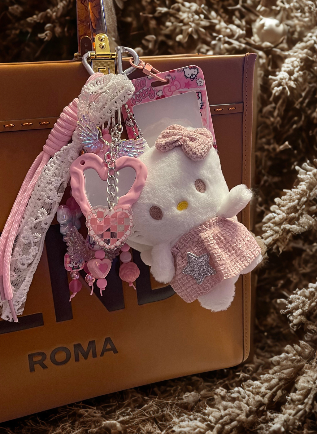 Angel Kitty Handmade Memorial Bag Charm - Beaded Keepsake Purse Charm, Handbag Accessory