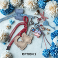 Kitty Handmade Bag Charm - Leather Kitten Purse Charm with Acrylics & Ribbon, Handbag Accessory