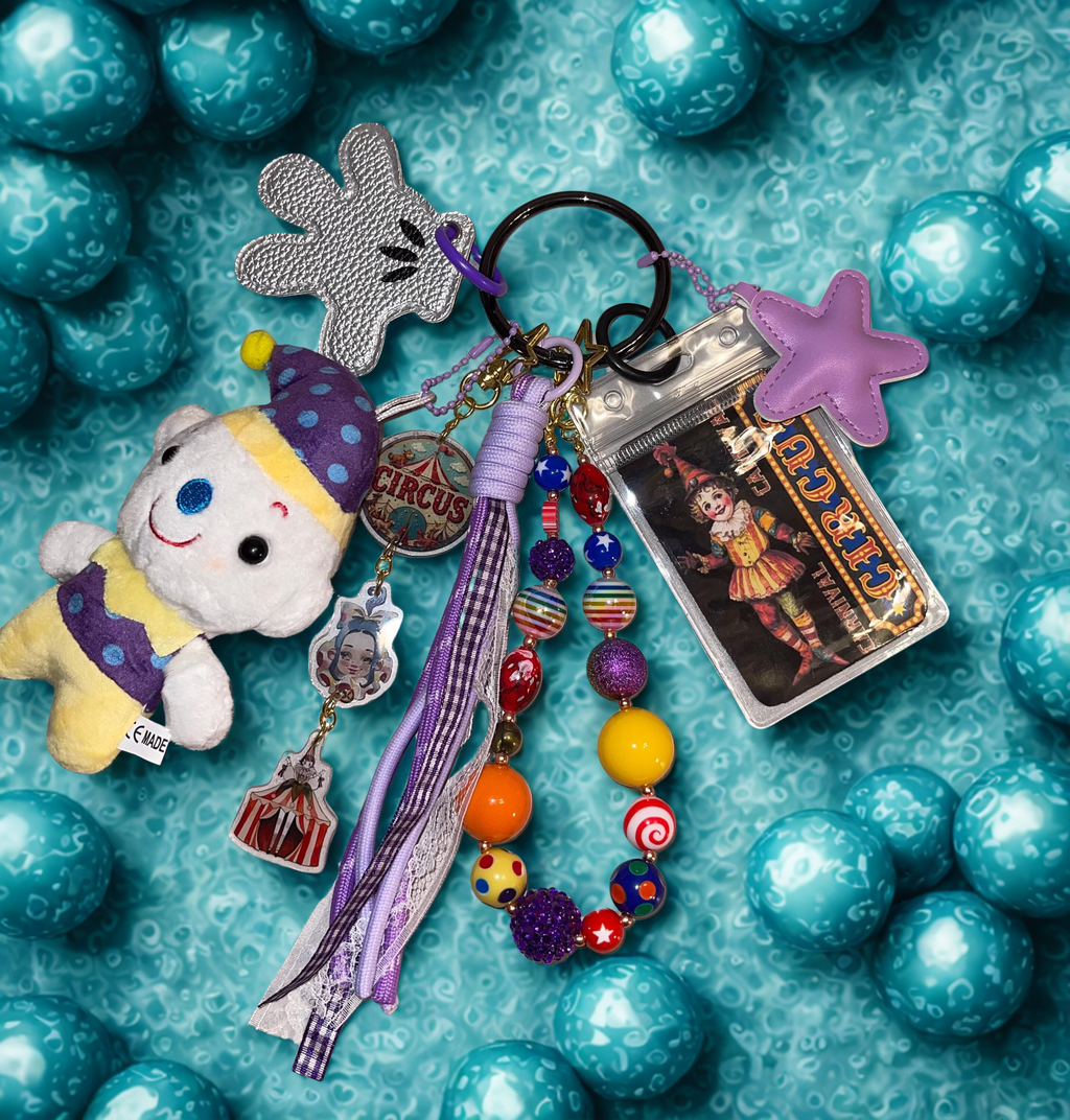 Carnival Handmade Bag Charm - Beaded Purse Charm, Fun Handbag Accessory