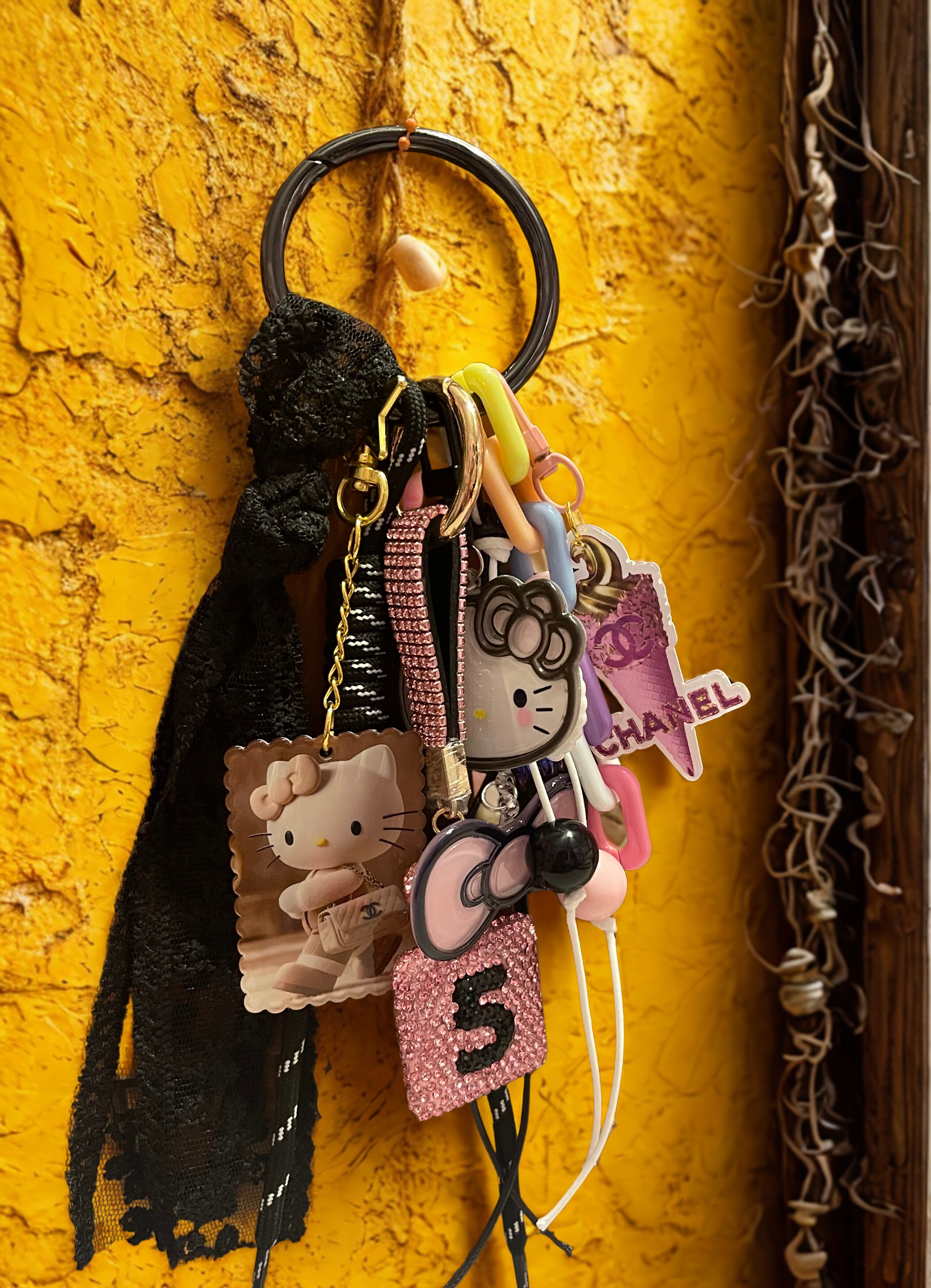 Hello Kitty Handmade Bag Charm - Beaded Purse Charm with Mini Handbag & Perfume Bottle, HK Accessory