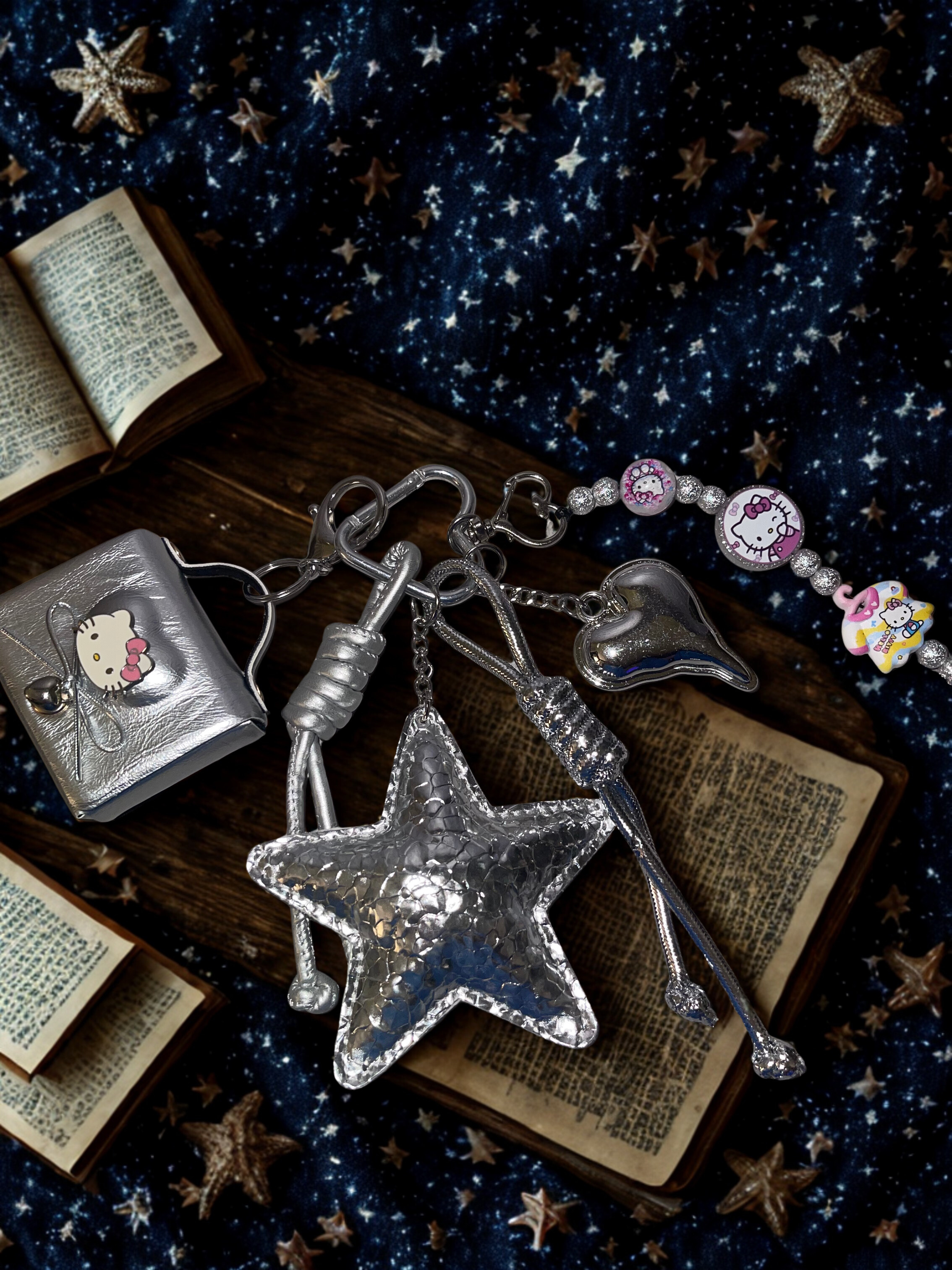 Hello Kitty Handmade Bag Charm - Beaded Purse Charm with Mini Handbag & Perfume Bottle, HK Accessory