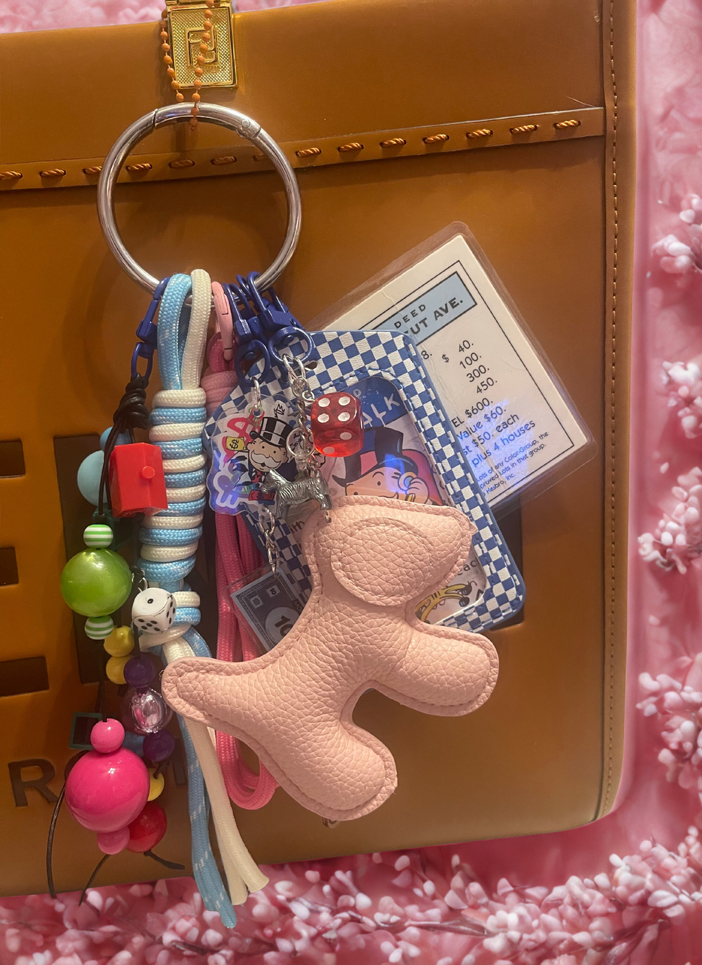 Vintage Board Game Handmade Bag Charm - Purse Charm with Vintage Game Pieces, Unique Handbag Accessory