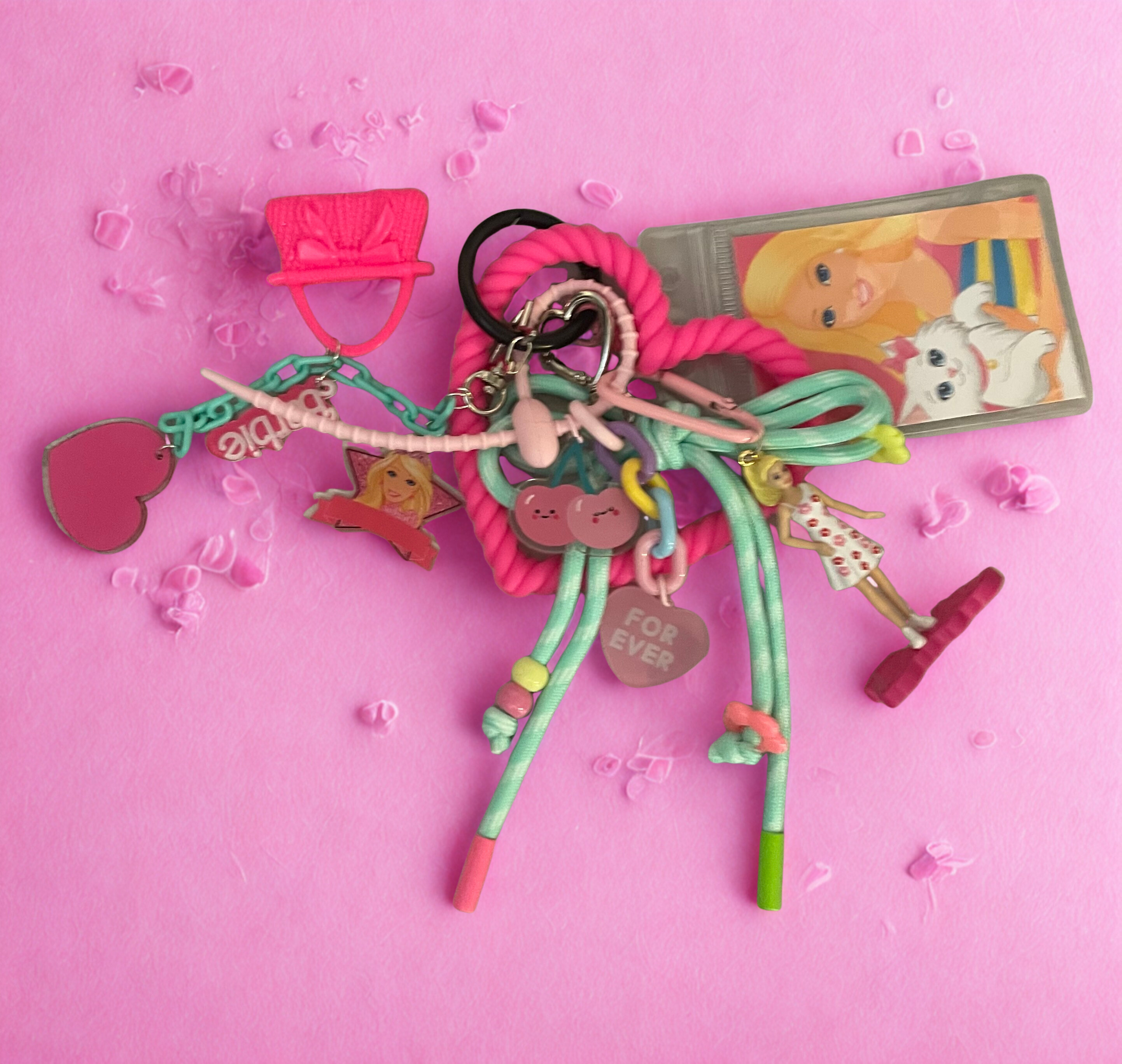 Barbiecore Handmade Bag Charm - Miniature Barbie Purse Charm with Accessories, Handbag Accessory