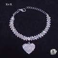 Rhinestone Heart Pendant Bracelet