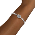 Square Halo Cubic Zirconia Adjustable Tennis Bracelet