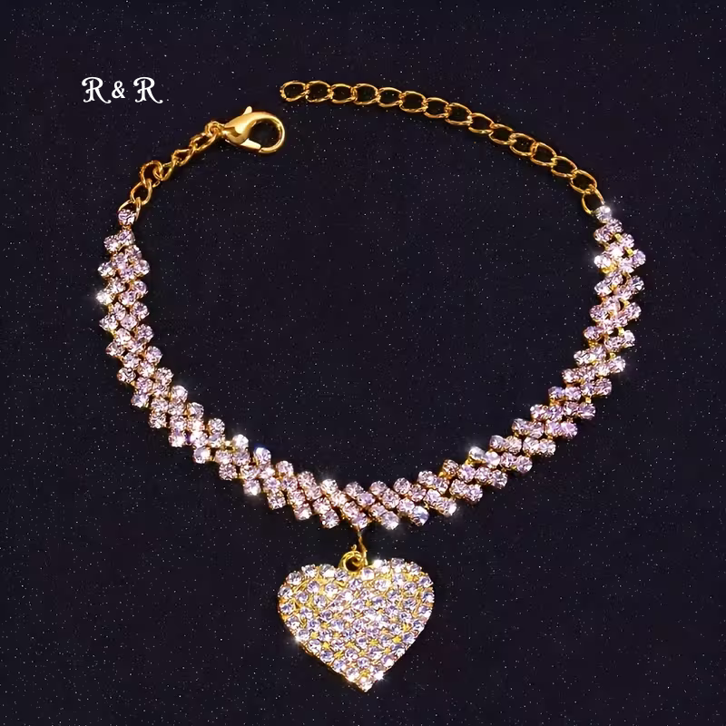 Rhinestone Heart Pendant Bracelet