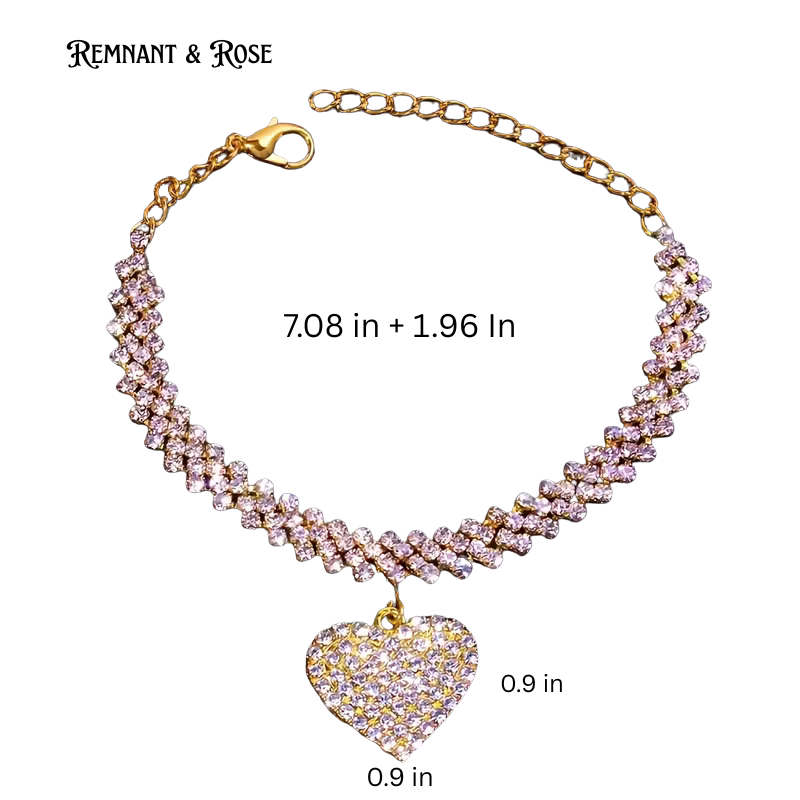 Rhinestone Heart Pendant Bracelet