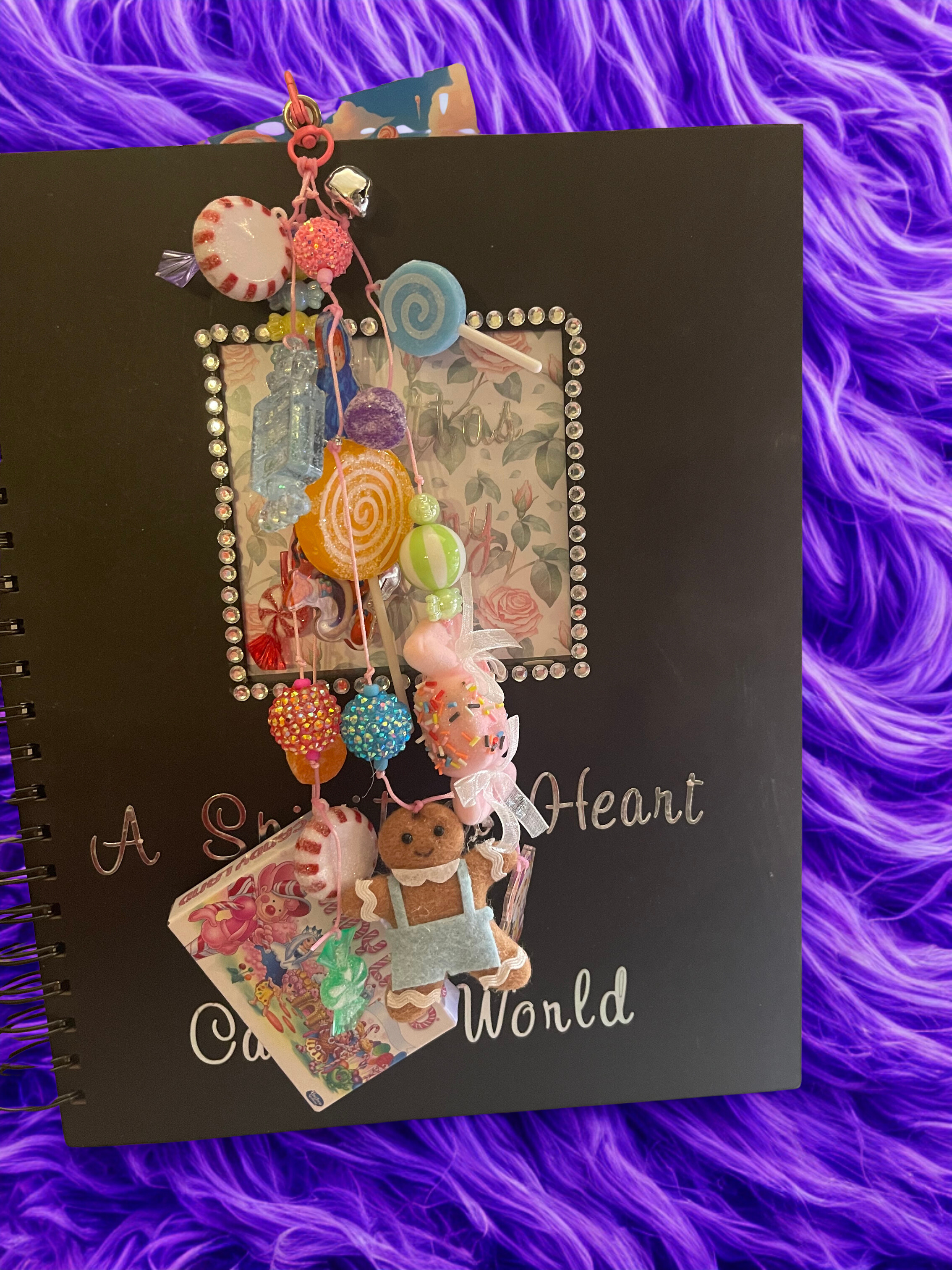 Candy Land Handmade Junk Journal Charm - Sweet Beaded Bookmark Charm, Planner Accessory
