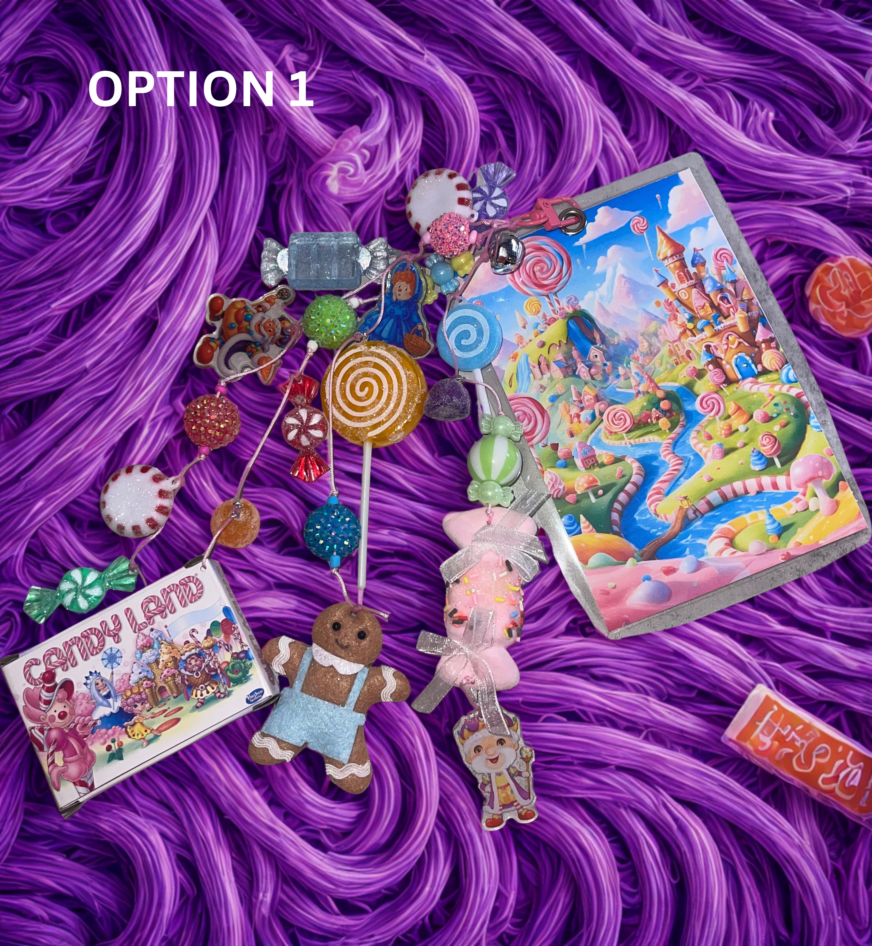 Candy Land Handmade Junk Journal Charm - Sweet Beaded Bookmark Charm, Planner Accessory