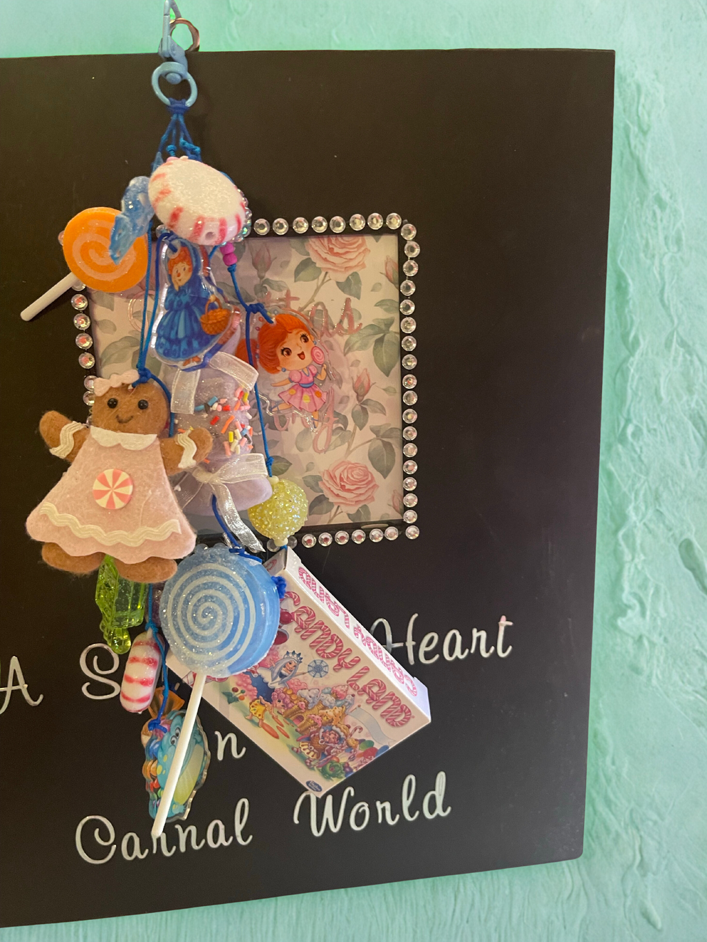 Candy Land Handmade Junk Journal Charm - Sweet Beaded Bookmark Charm, Planner Accessory
