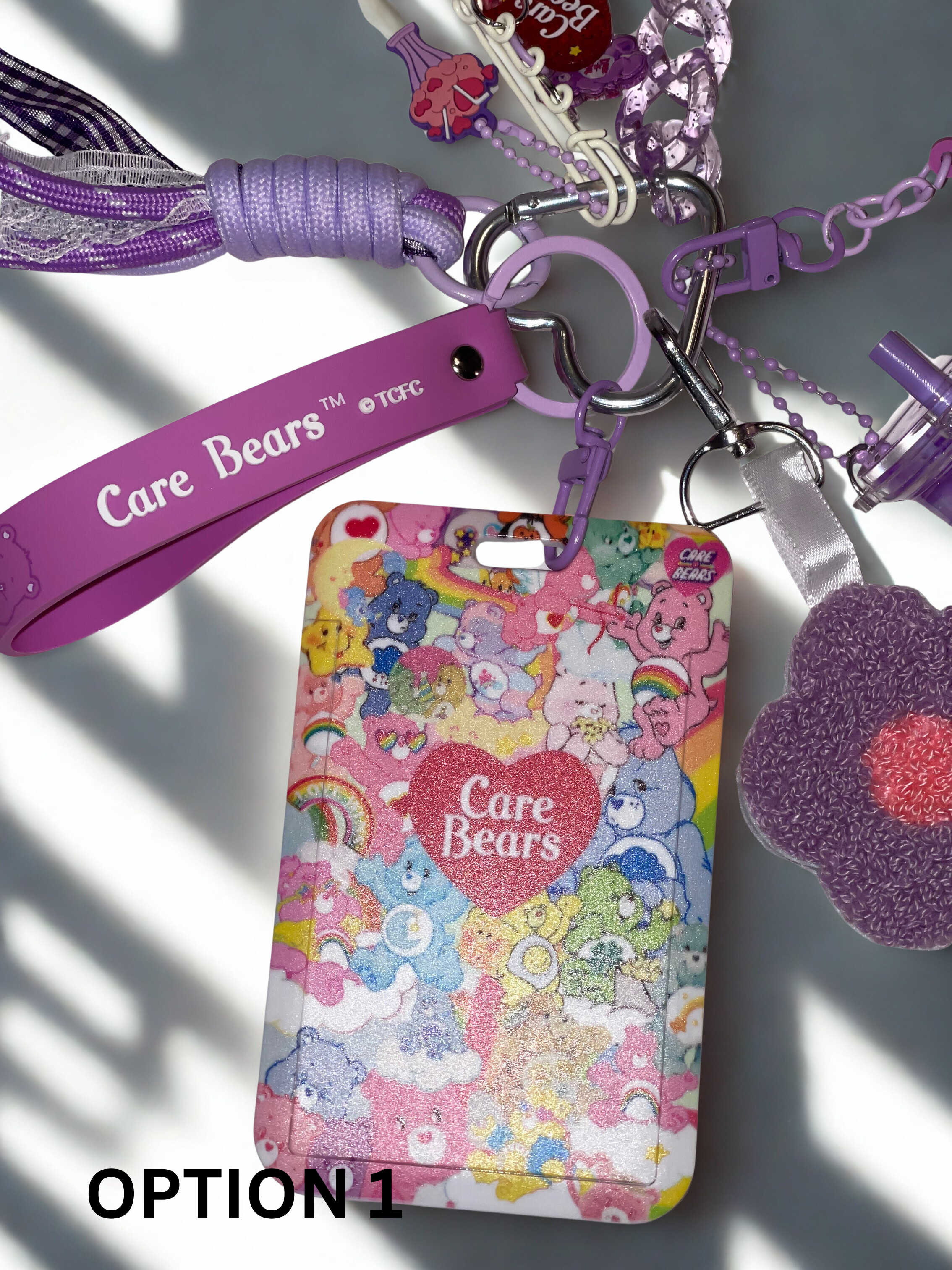 Care Bears Handmade Bag Charm - Miniature Bear Purse Charm with Ribbon & ID Holder, Handbag Accessory