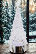 Crystal Christmas Tree Glittering Snowfall Lantern | Multi-Color LED Snow Globe