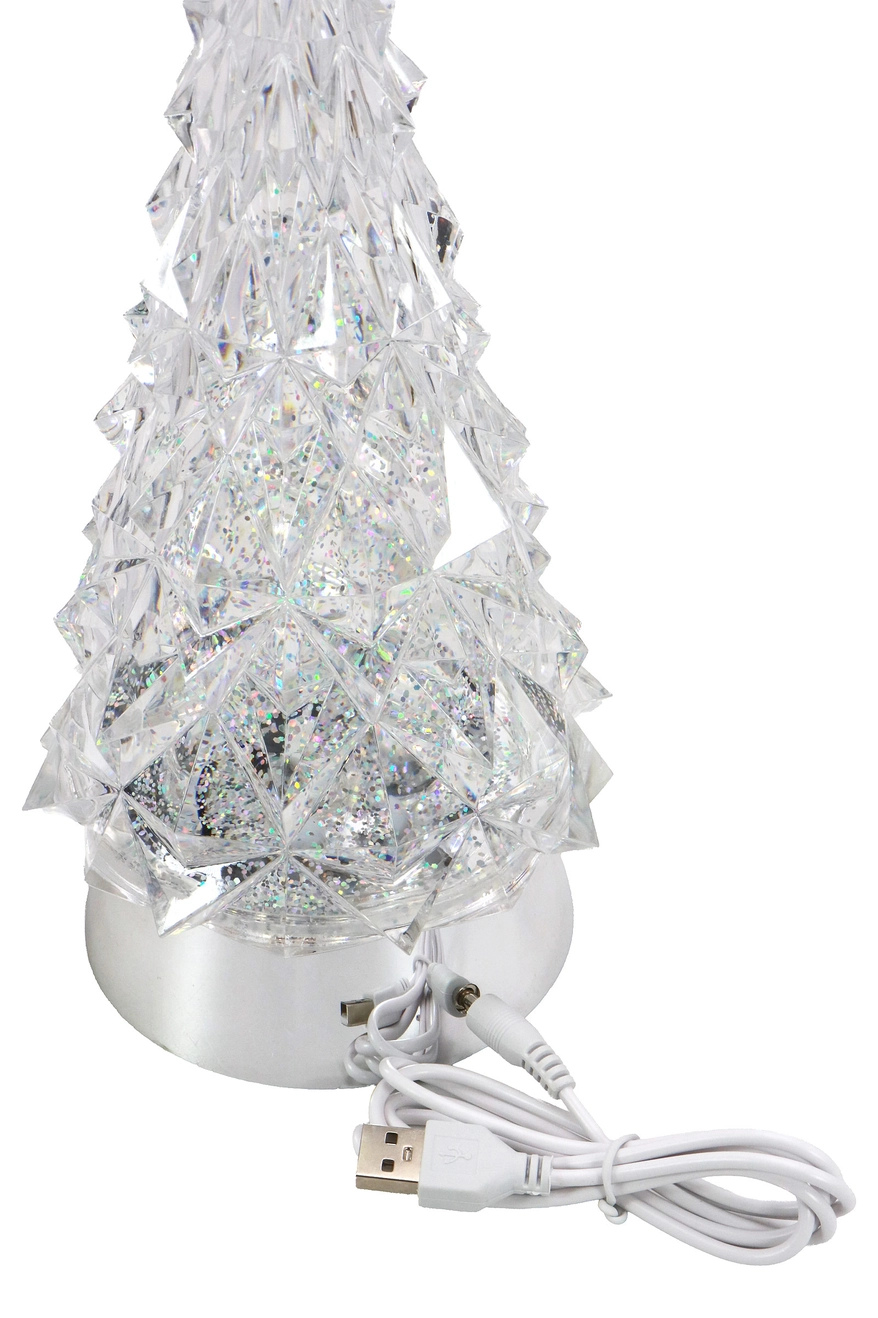Crystal Christmas Tree Glittering Snowfall Lantern | Multi-Color LED Snow Globe