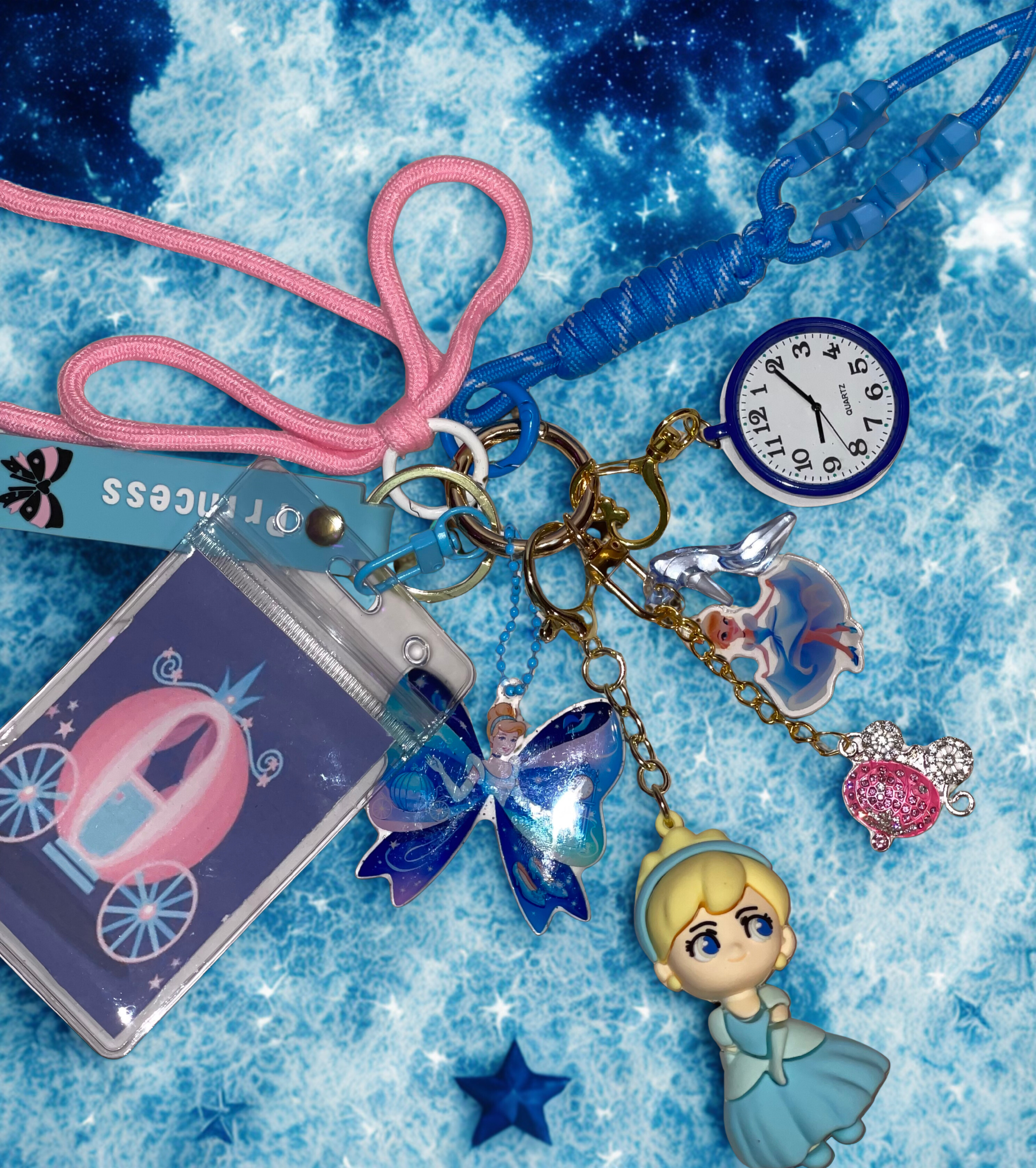 Princess C. Handmade Bag Charm - Miniature Princess Purse Charm with Glass Slipper & Carriage, Handbag Accessory