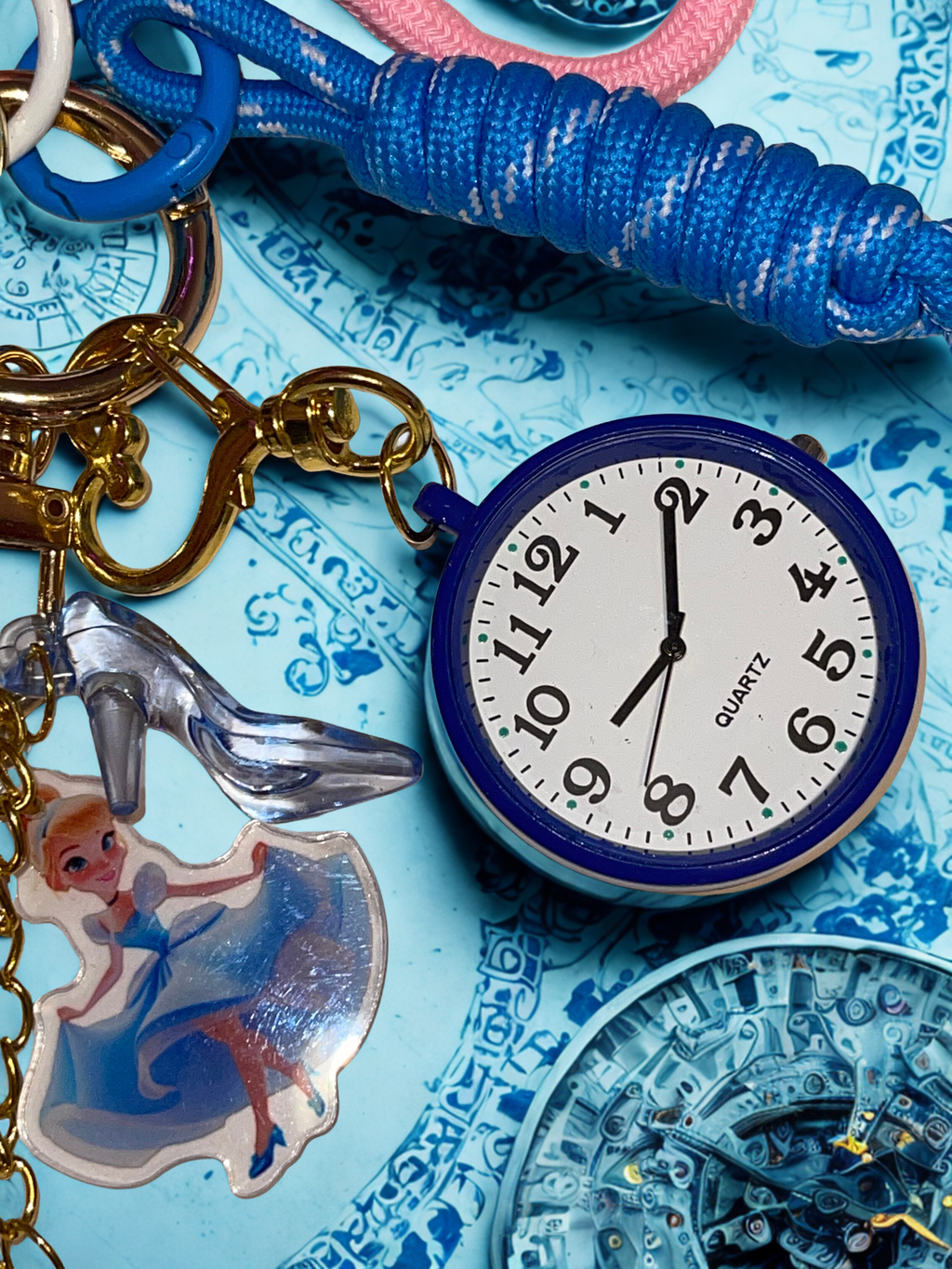 Princess C. Handmade Bag Charm - Miniature Princess Purse Charm with Glass Slipper & Carriage, Handbag Accessory