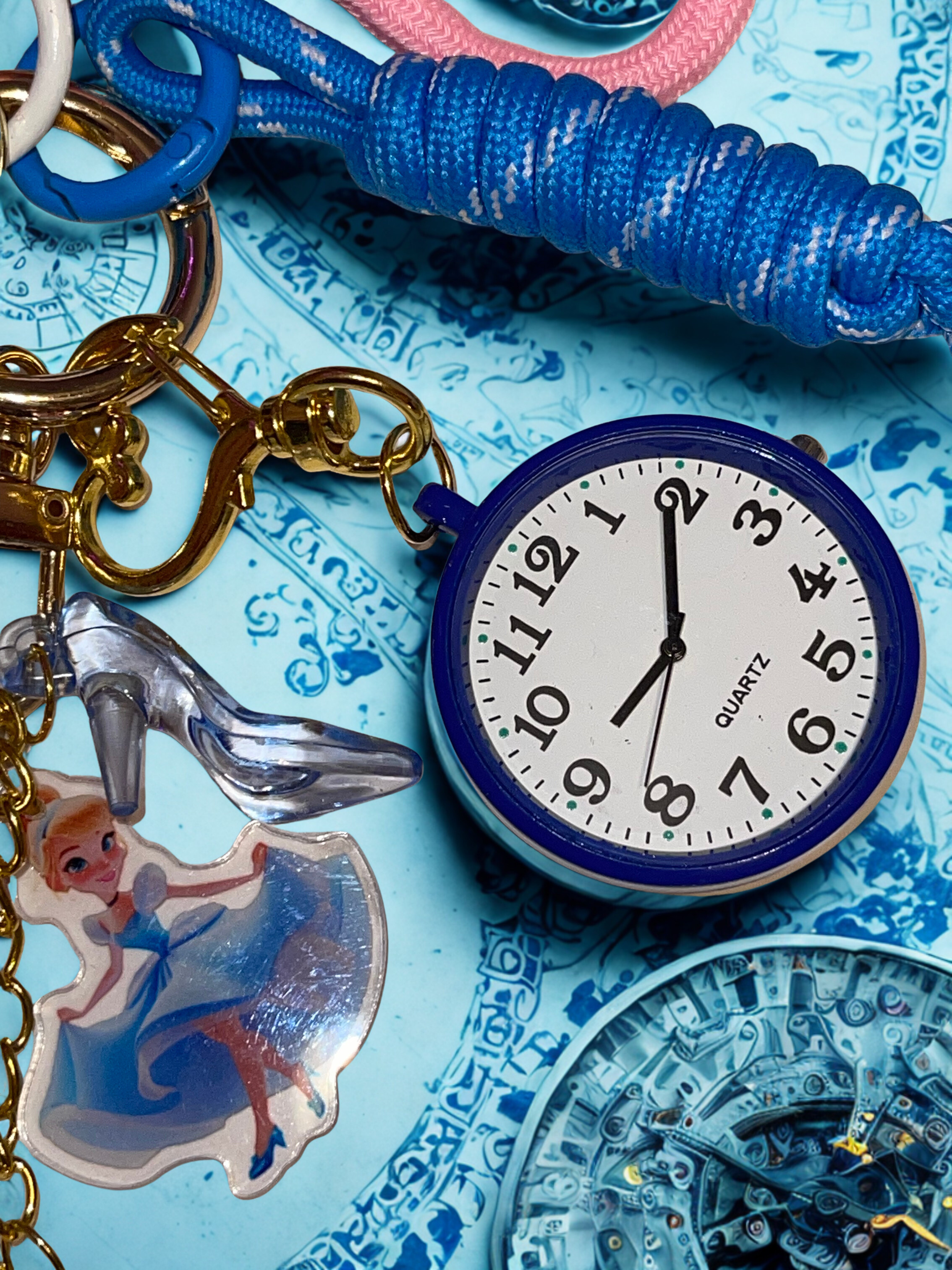Princess C. Handmade Bag Charm - Miniature Princess Purse Charm with Glass Slipper & Carriage, Handbag Accessory
