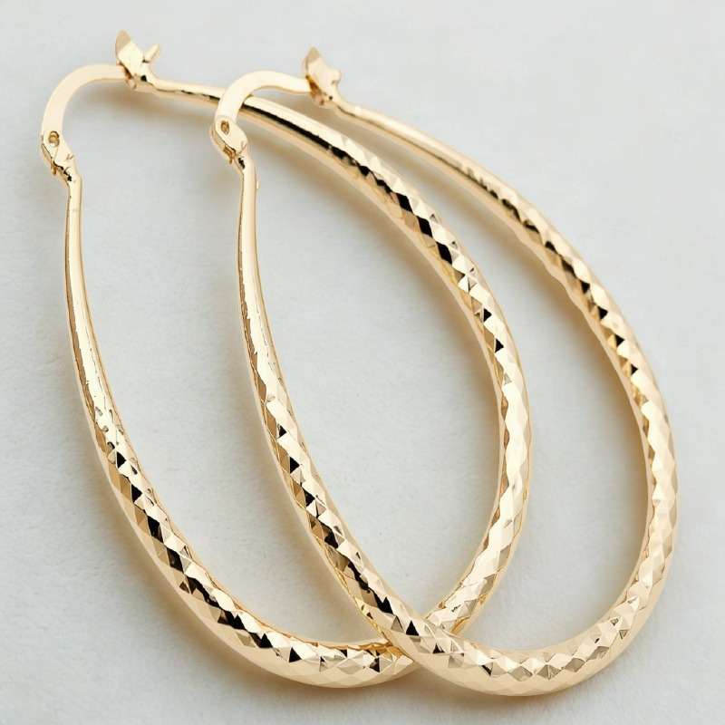Rhombus-Pattern Hoop Earrings