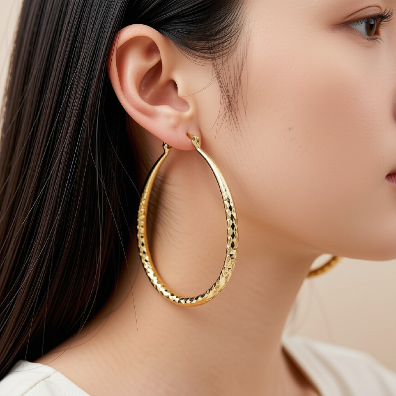 Rhombus-Pattern Hoop Earrings