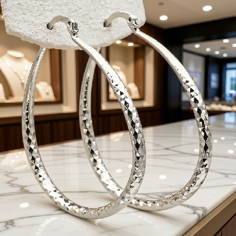 Rhombus-Pattern Hoop Earrings