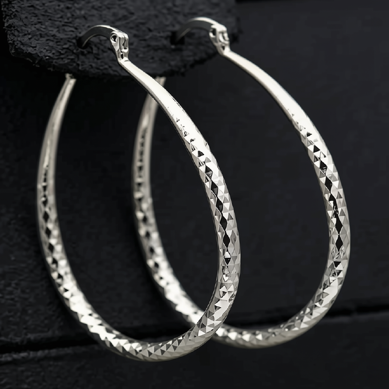 Rhombus-Pattern Hoop Earrings