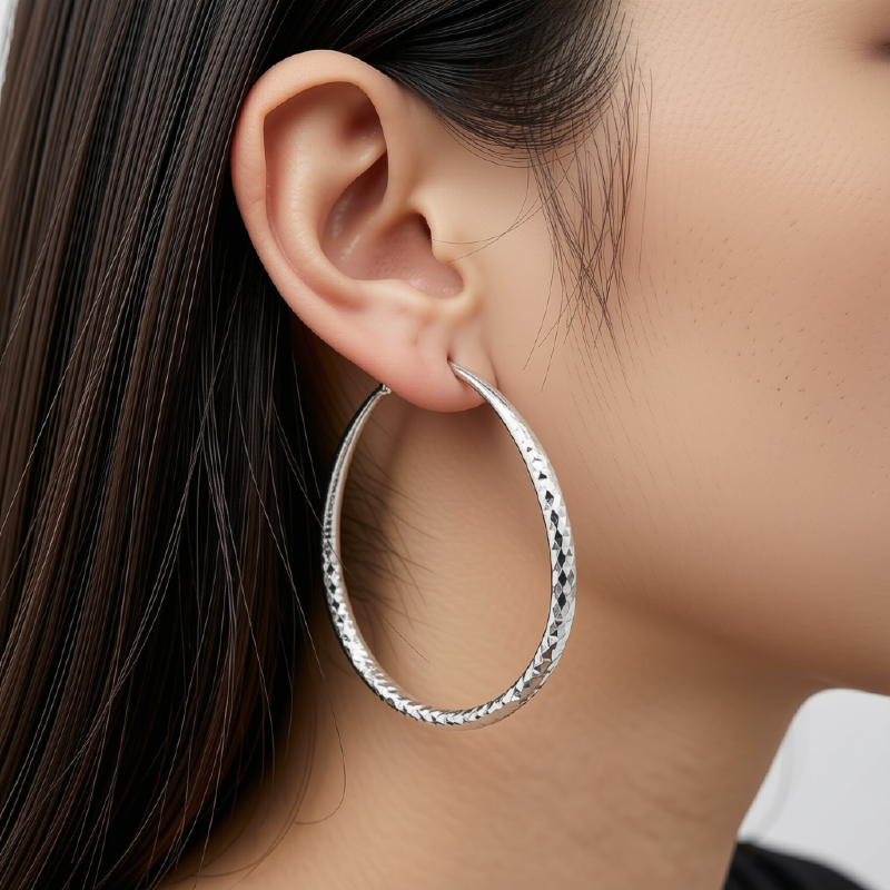 Rhombus-Pattern Hoop Earrings