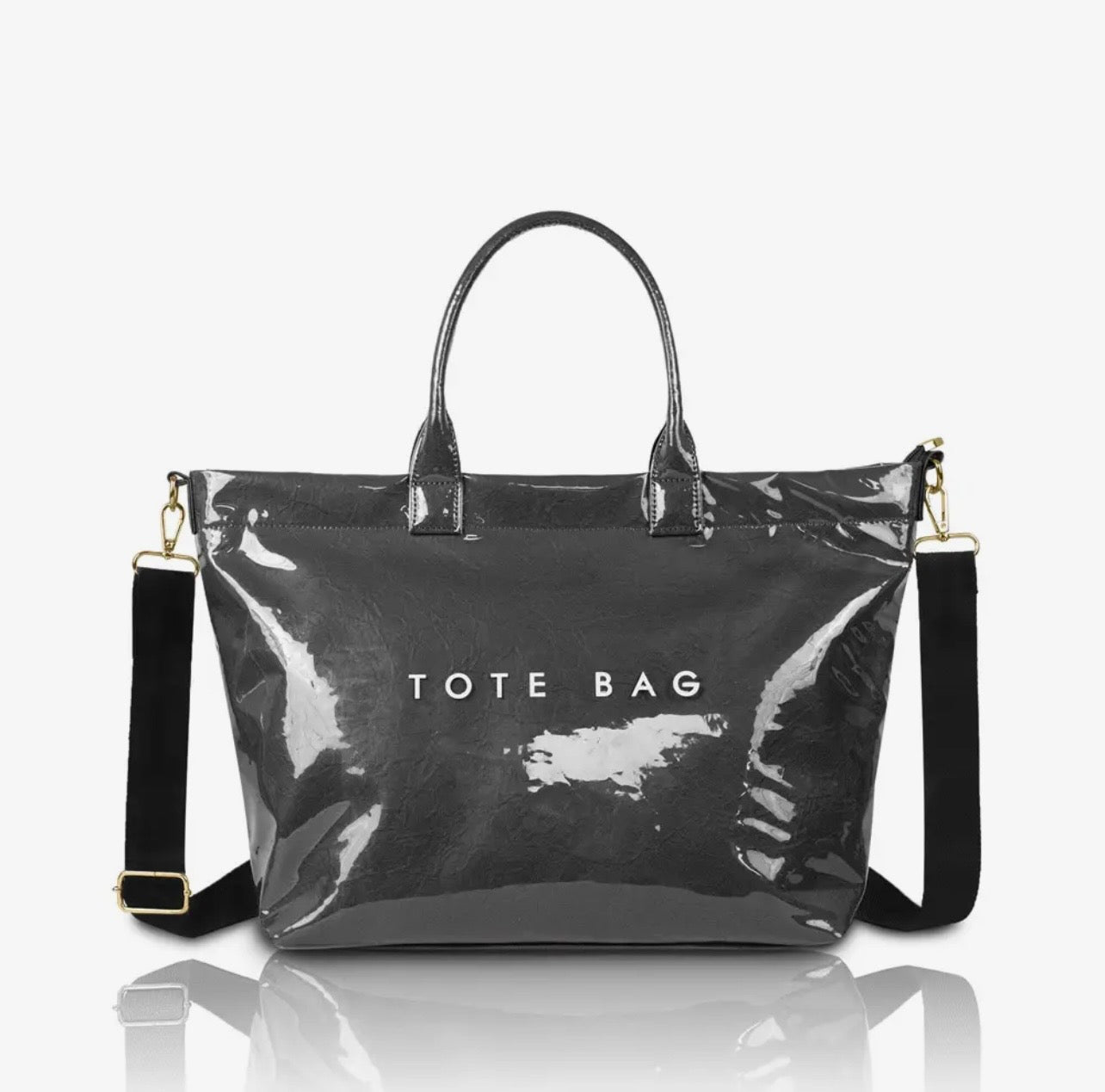 Letter Print Waterproof Zip Tote Bag – Crossbody Shoulder Bag for Beach, Travel & Everyday