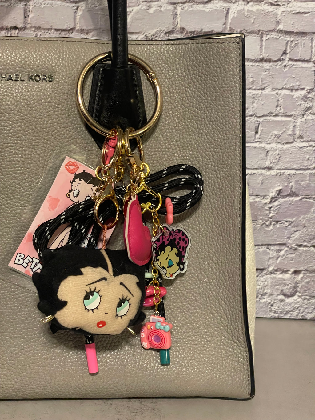 Retro Glam Doll Handmade Bag Charm - Iconic Character Purse Charm with Bow & Acrylics, Handbag Accessory
