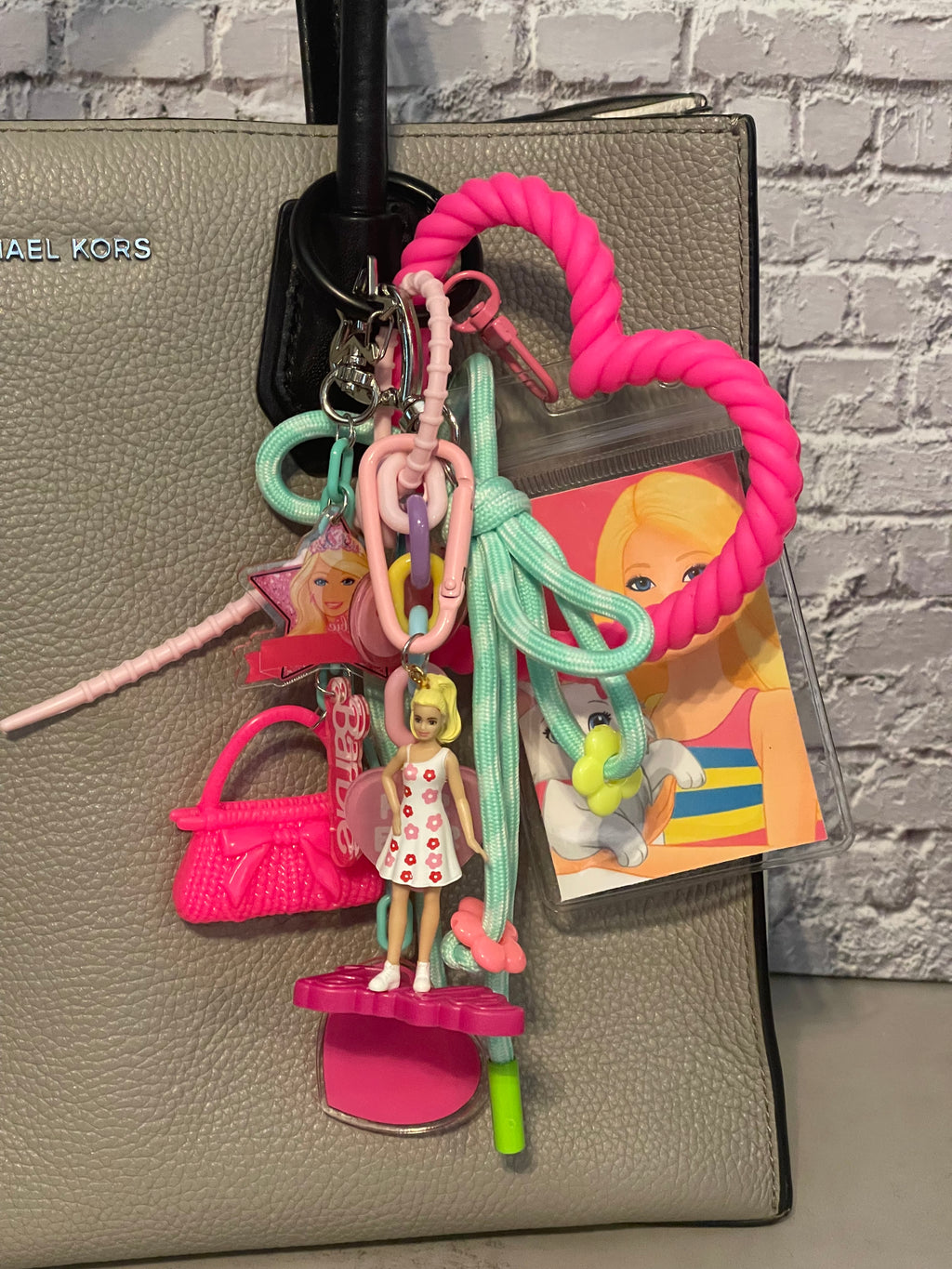 Barbiecore Handmade Bag Charm - Miniature Barbie Purse Charm with Accessories, Handbag Accessory