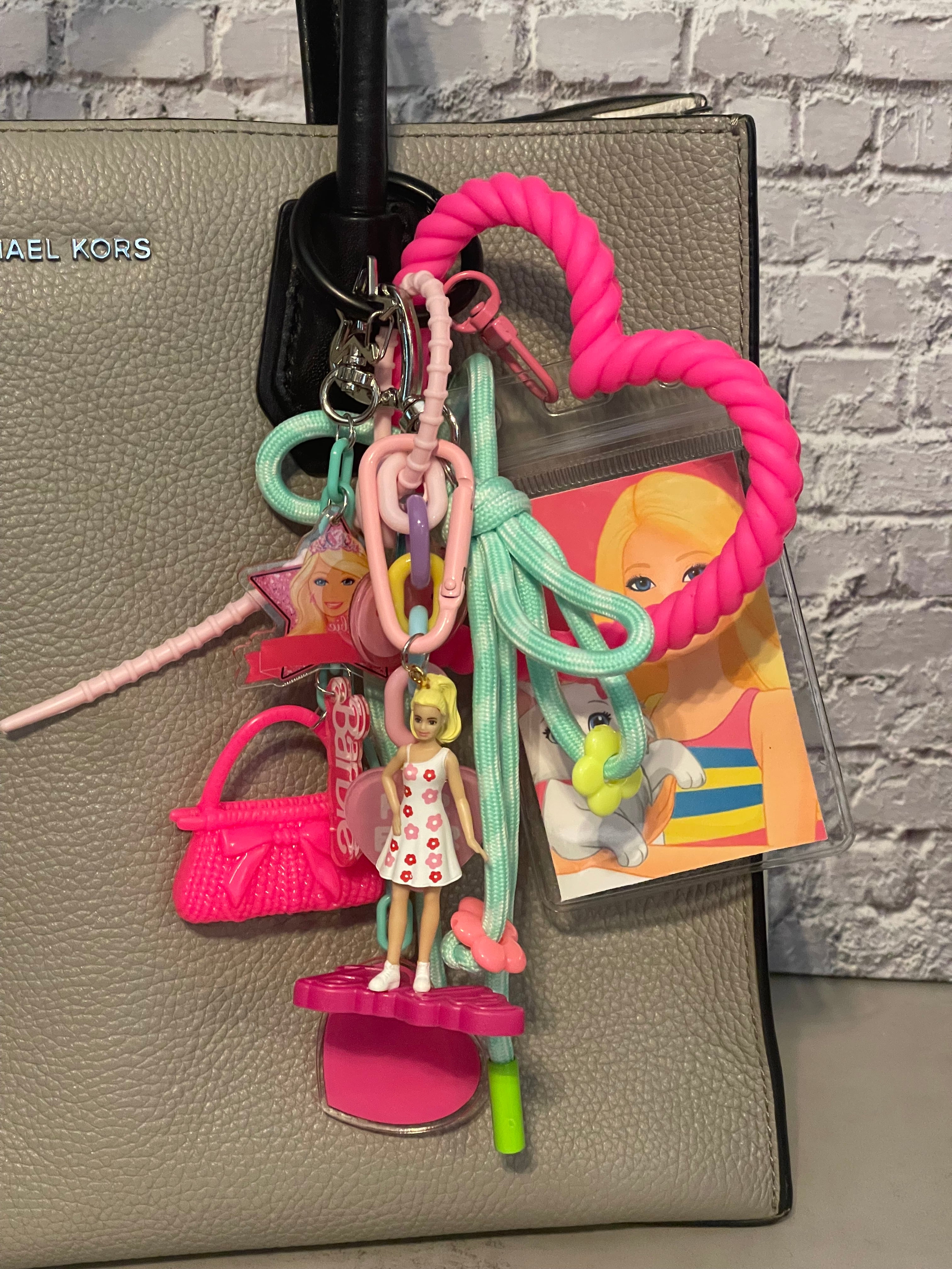 Barbiecore Handmade Bag Charm - Miniature Barbie Purse Charm with Accessories, Handbag Accessory