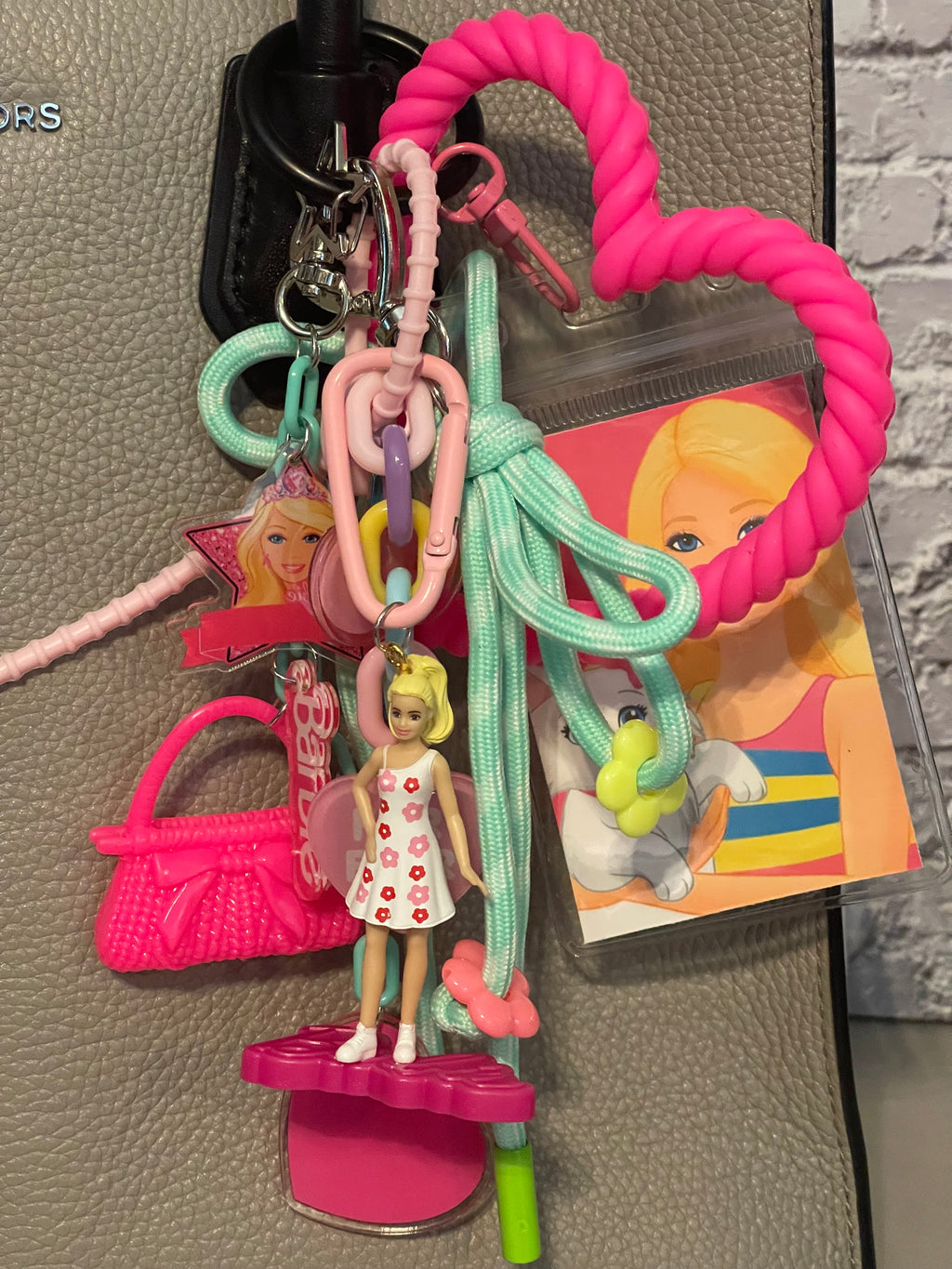 Barbiecore Handmade Bag Charm - Miniature Barbie Purse Charm with Accessories, Handbag Accessory