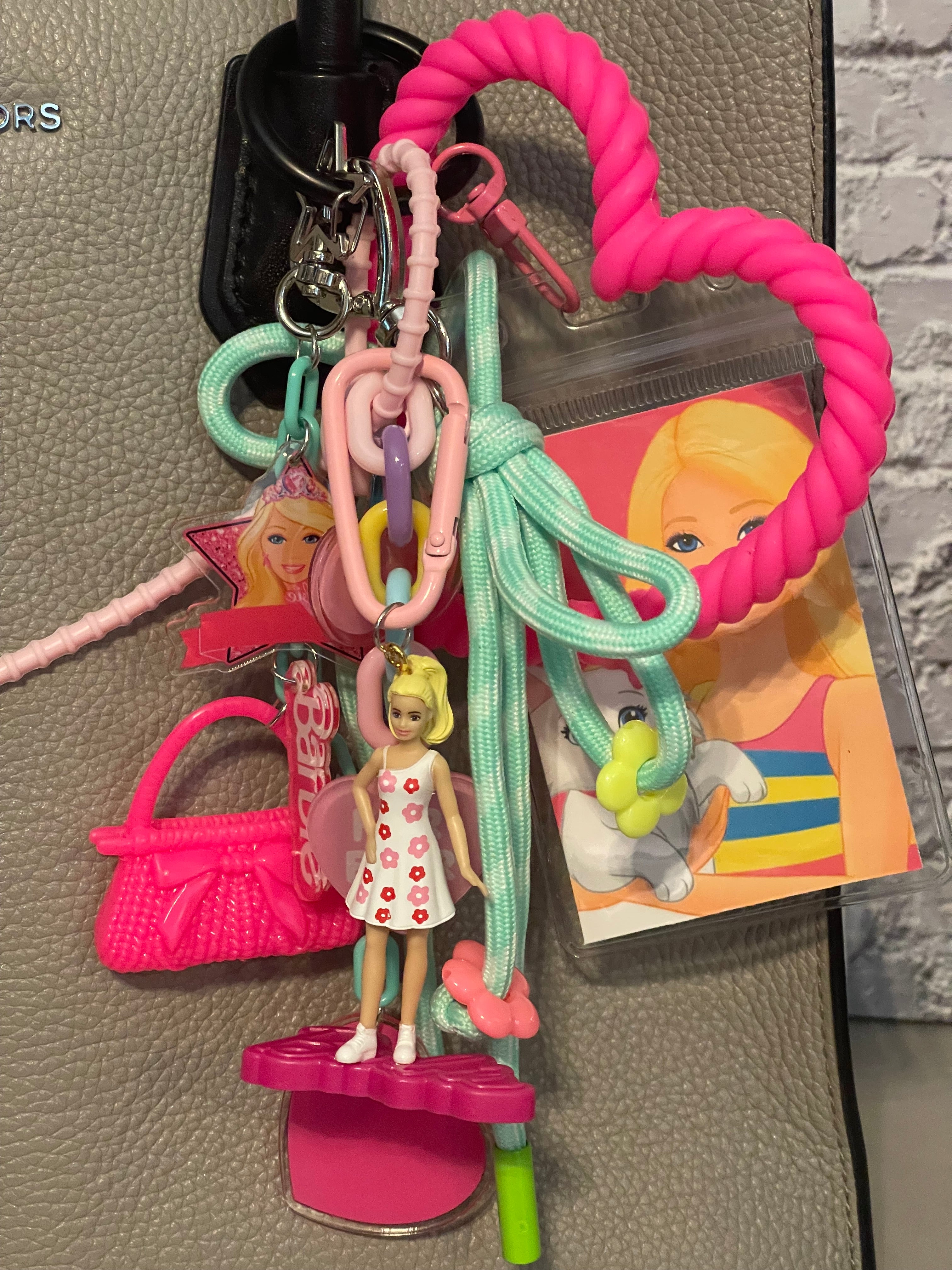 Barbiecore Handmade Bag Charm - Miniature Barbie Purse Charm with Accessories, Handbag Accessory