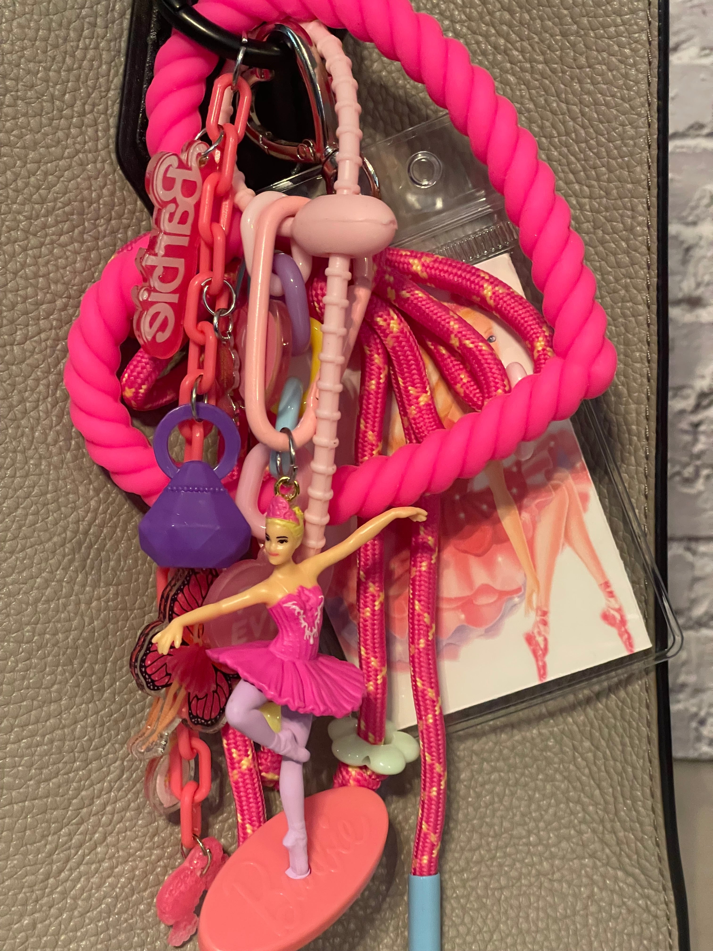 Barbiecore Handmade Bag Charm - Miniature Barbie Purse Charm with Accessories, Handbag Accessory