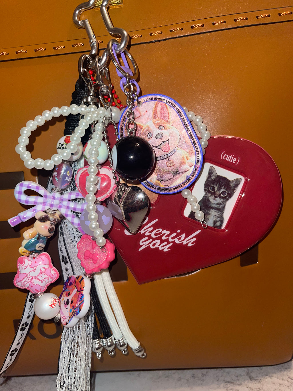 Heart Photo Slot Handmade Bag Charm - Personalized Purse Charm with 2 Photo Slots, Keepsake Handbag Accessory