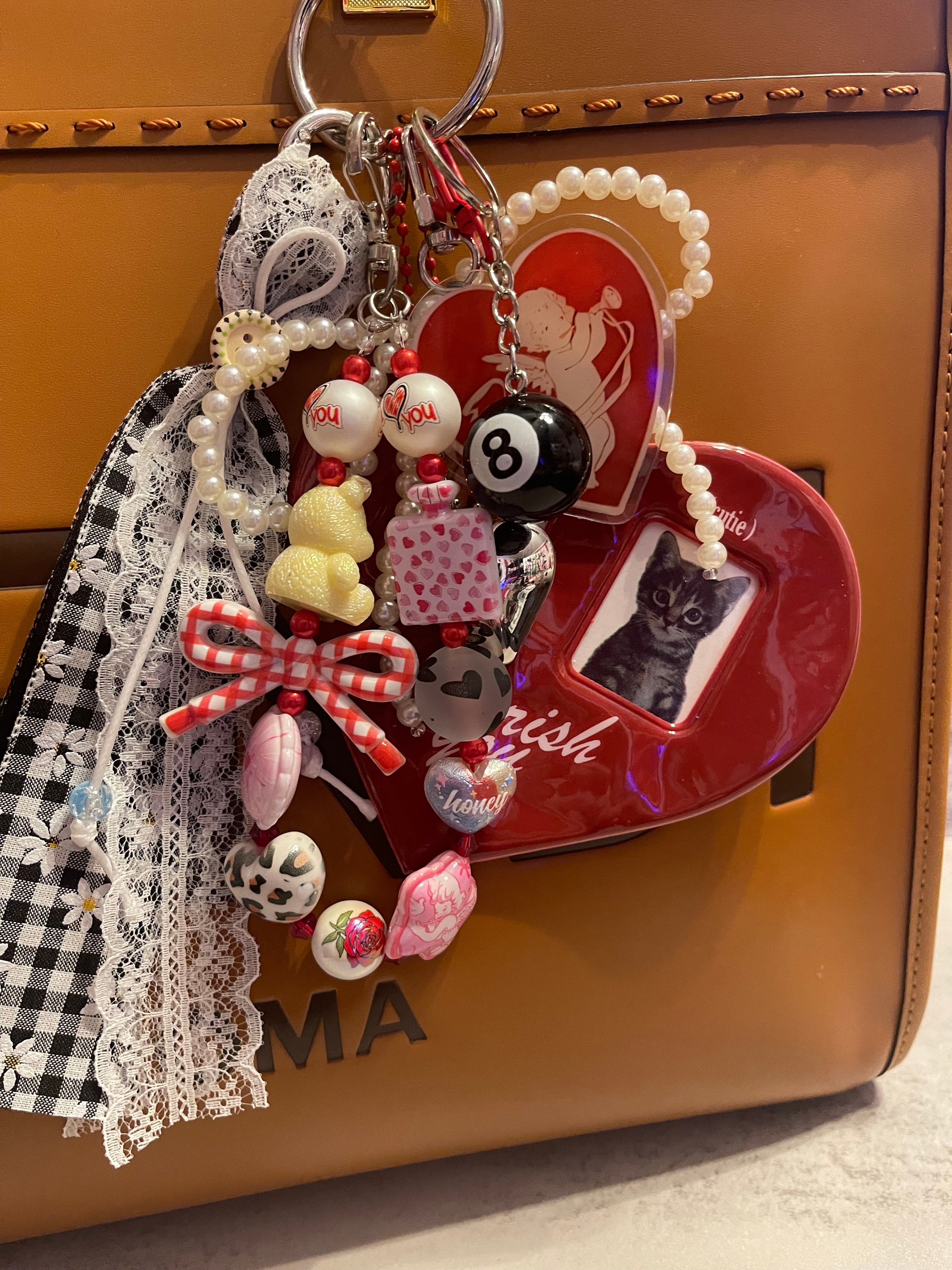 Heart Photo Slot Handmade Bag Charm - Personalized Purse Charm with 2 Photo Slots, Keepsake Handbag Accessory