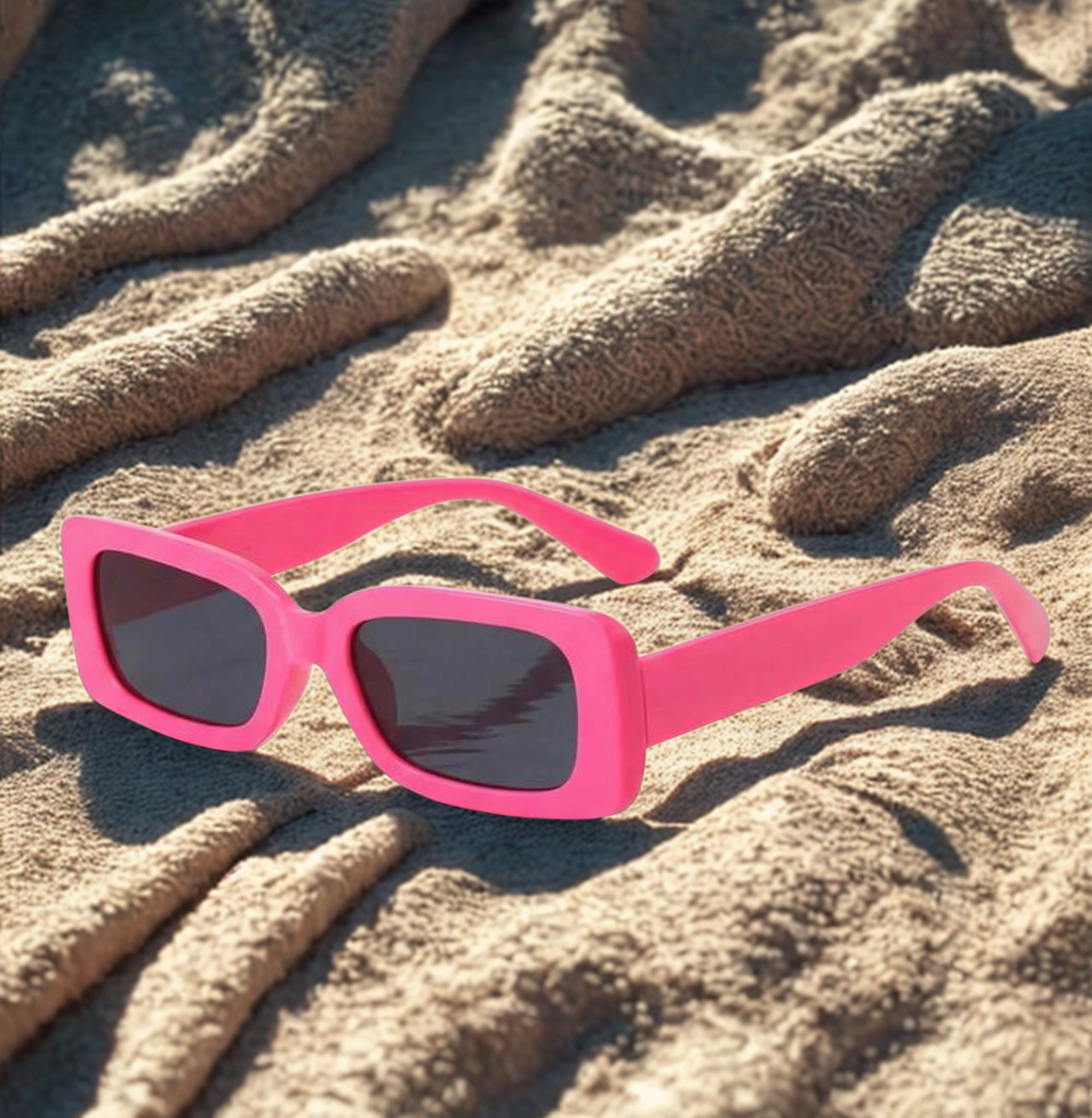 Neon Escape Sunglasses back view on colorful surface