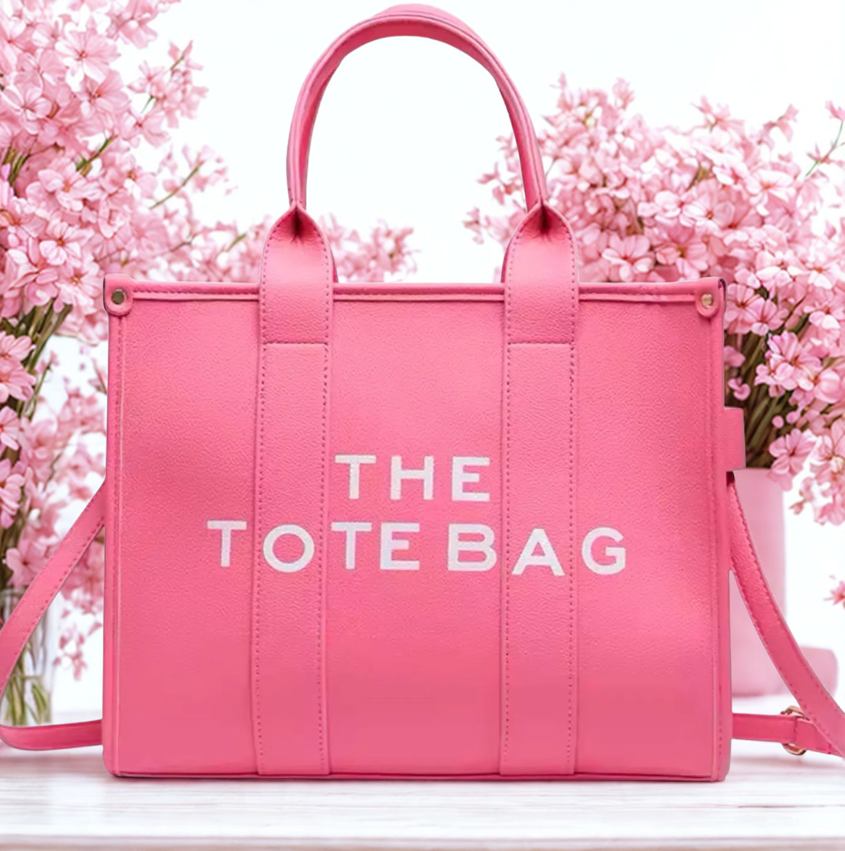 Double Color Block Tote Bag – Structured Vegan Leather Shoulder Bag- 3 Color Options