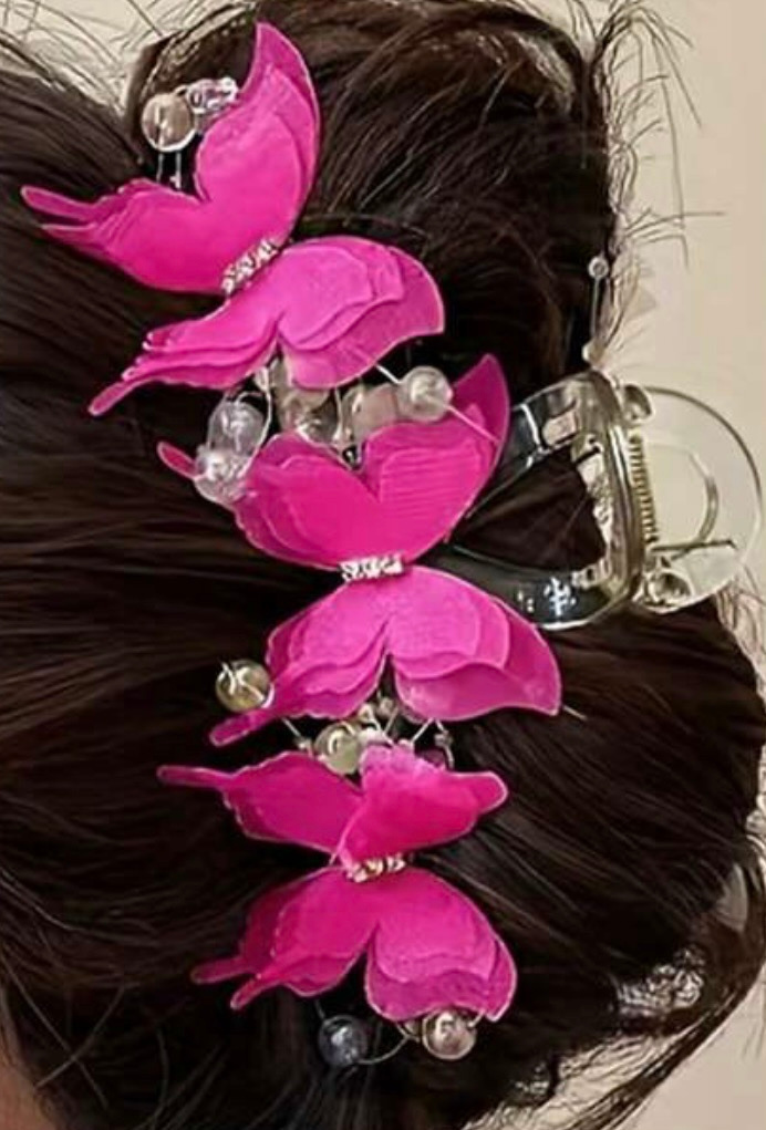 Mesh Beaded Oversized Butterfly Hair Claw