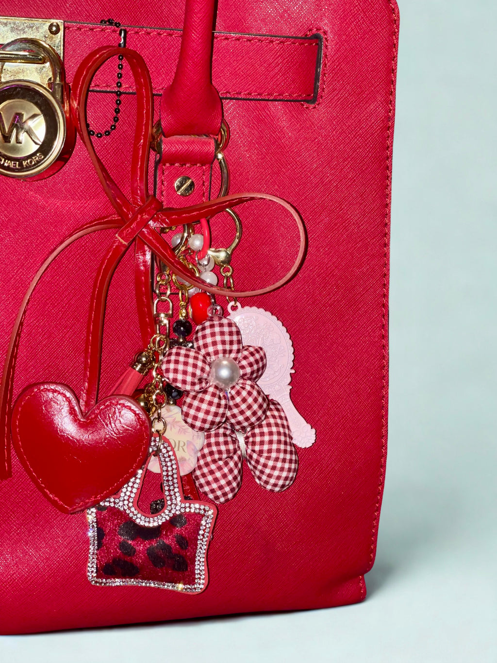Handmade Bow Bag Charm – Heart & Mini Handbag