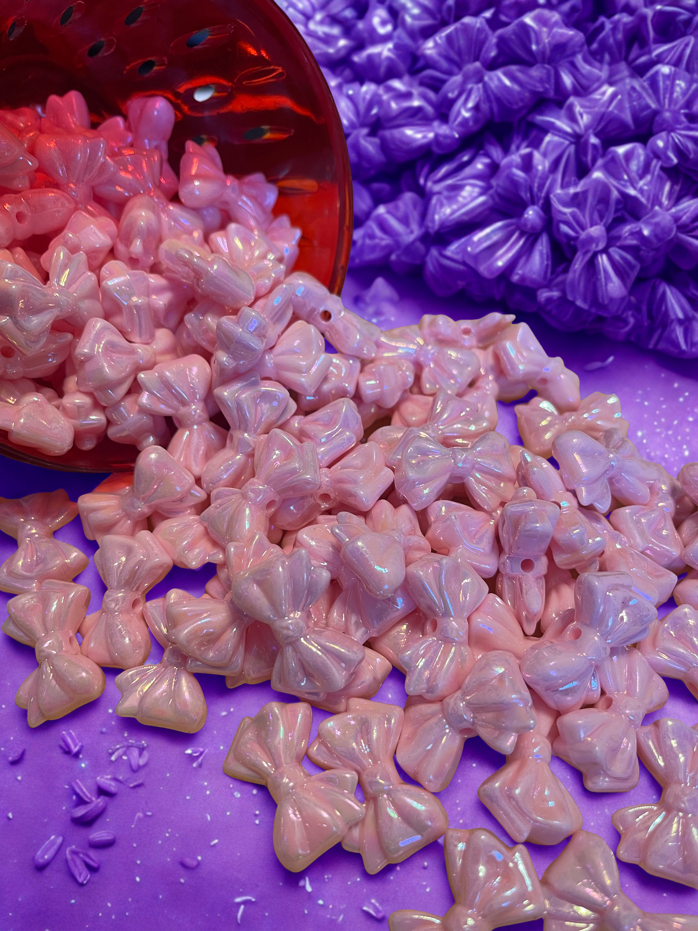 Pink Bow Beads | Coquette Aesthetic 3D Acrylic Ribbon Beads
